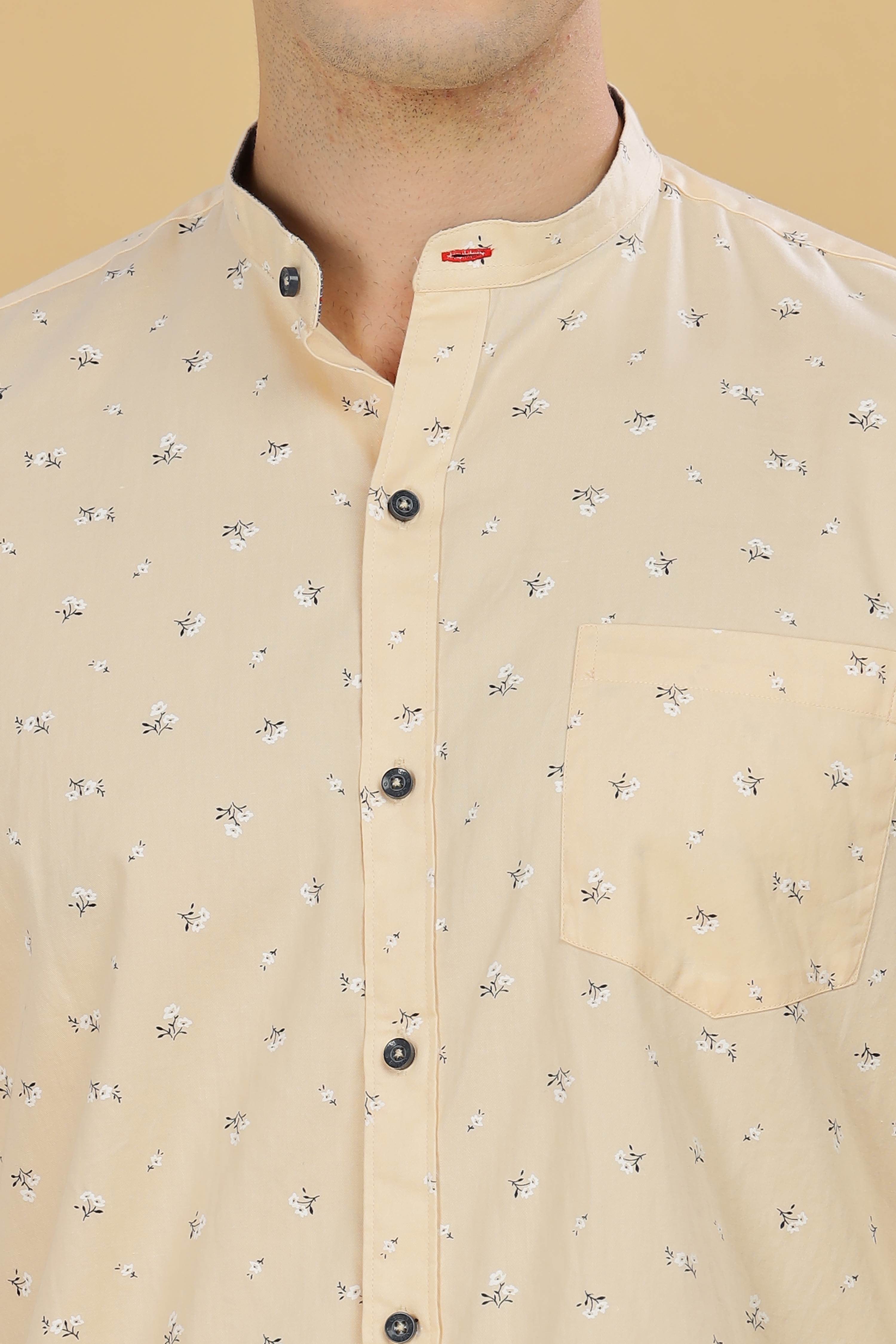 Twin floral Beige printed shirt
