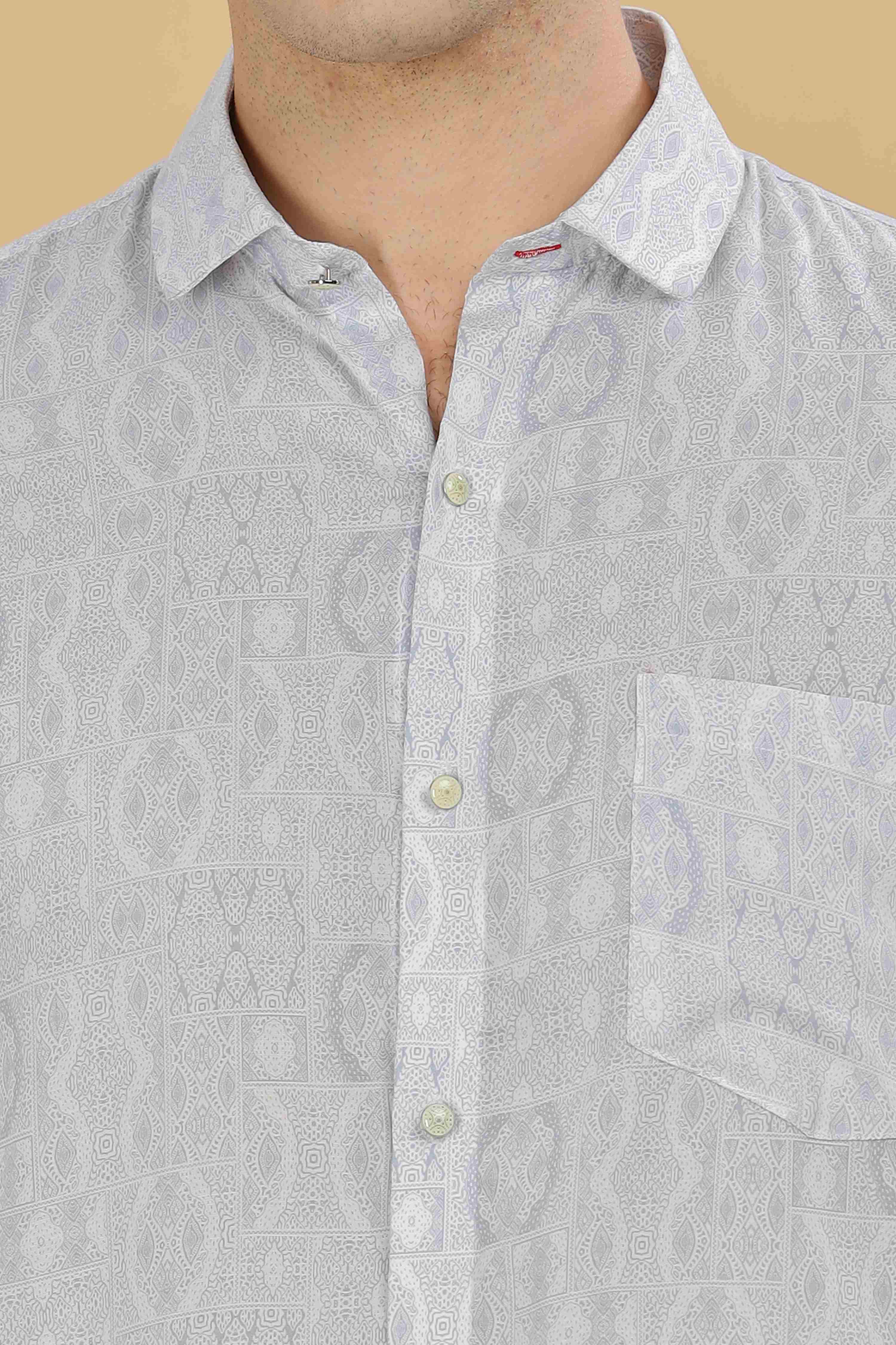 White Designer Printed Shirt