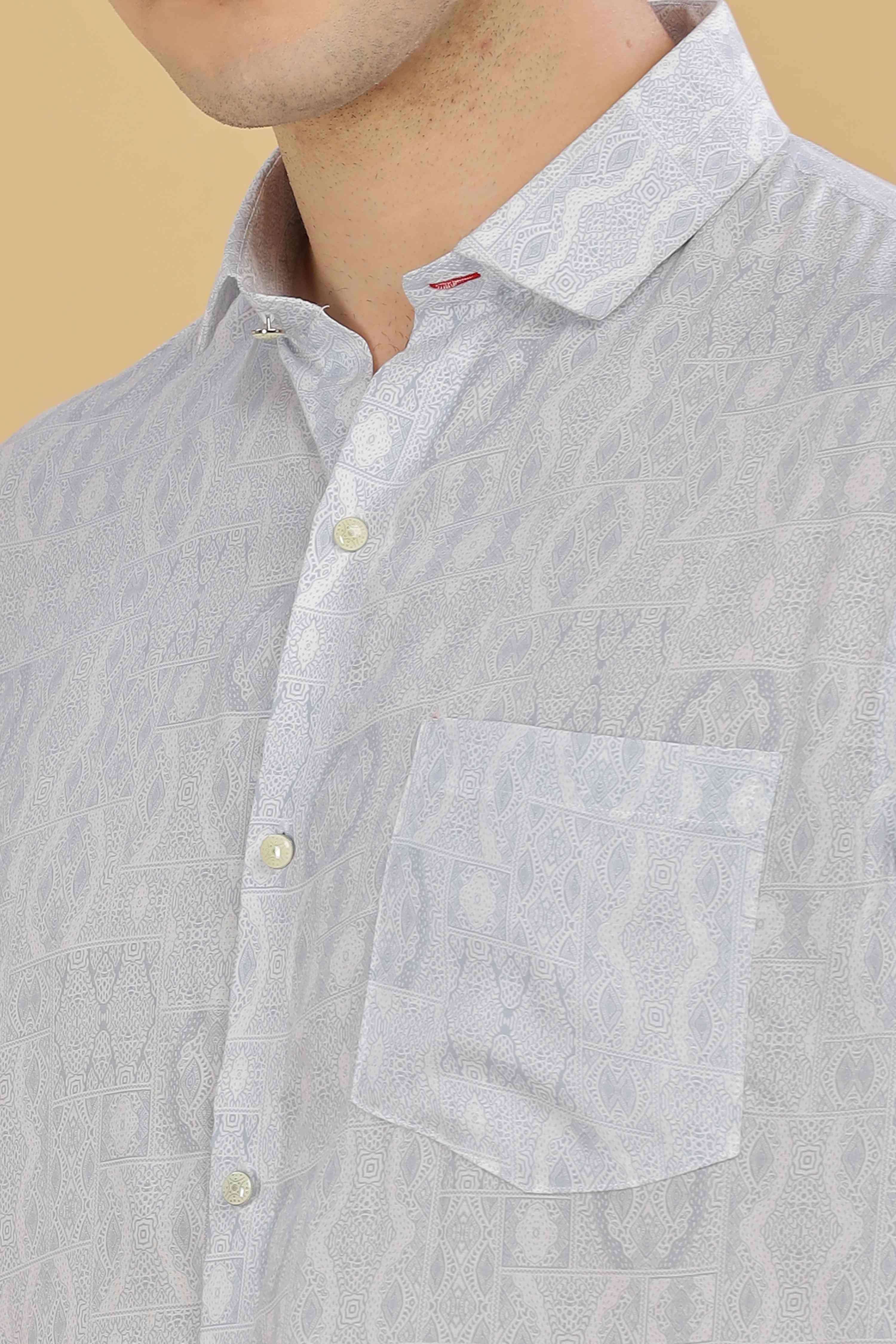 White Designer Printed Shirt