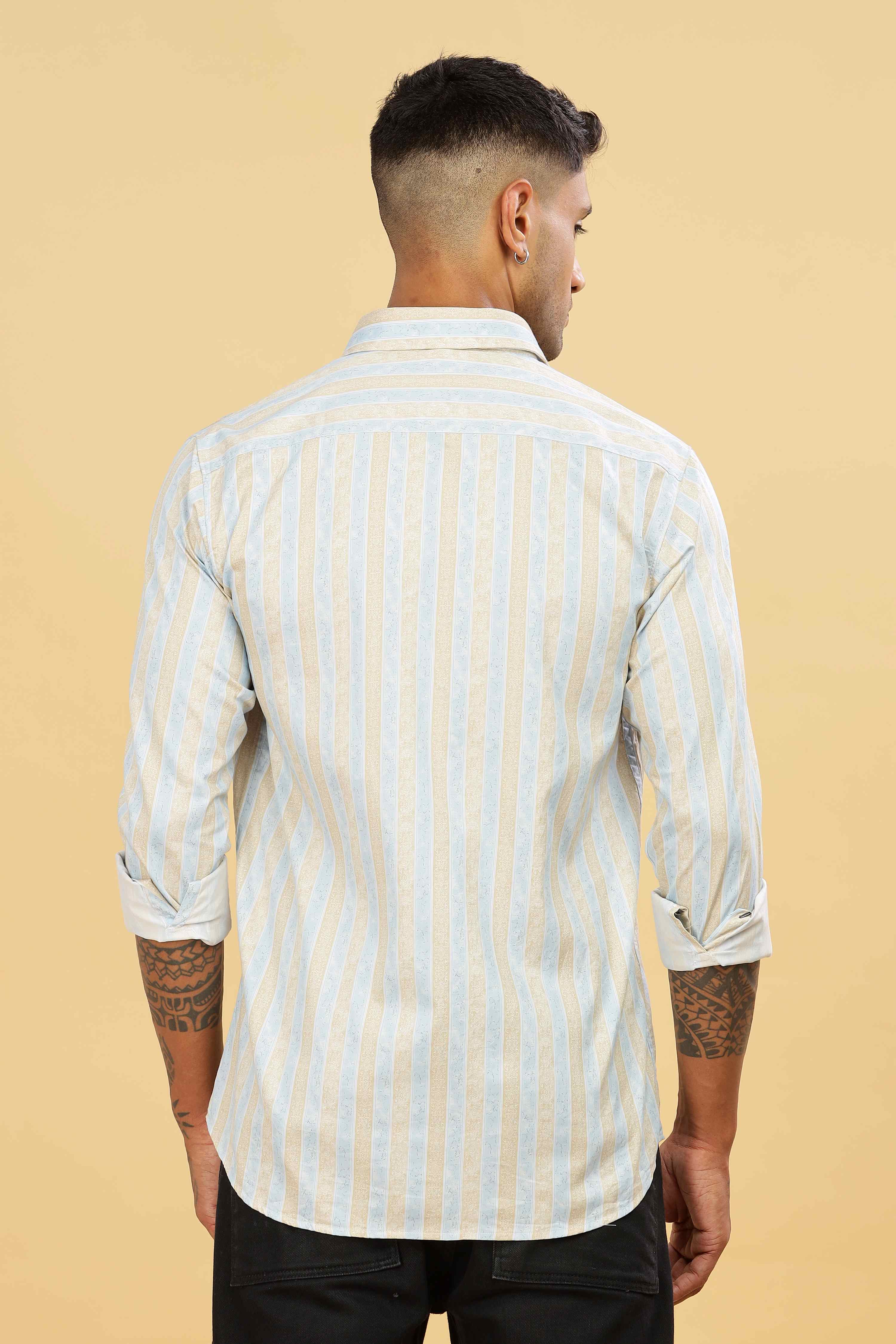 Men's Casual Printed Stripes Shirt