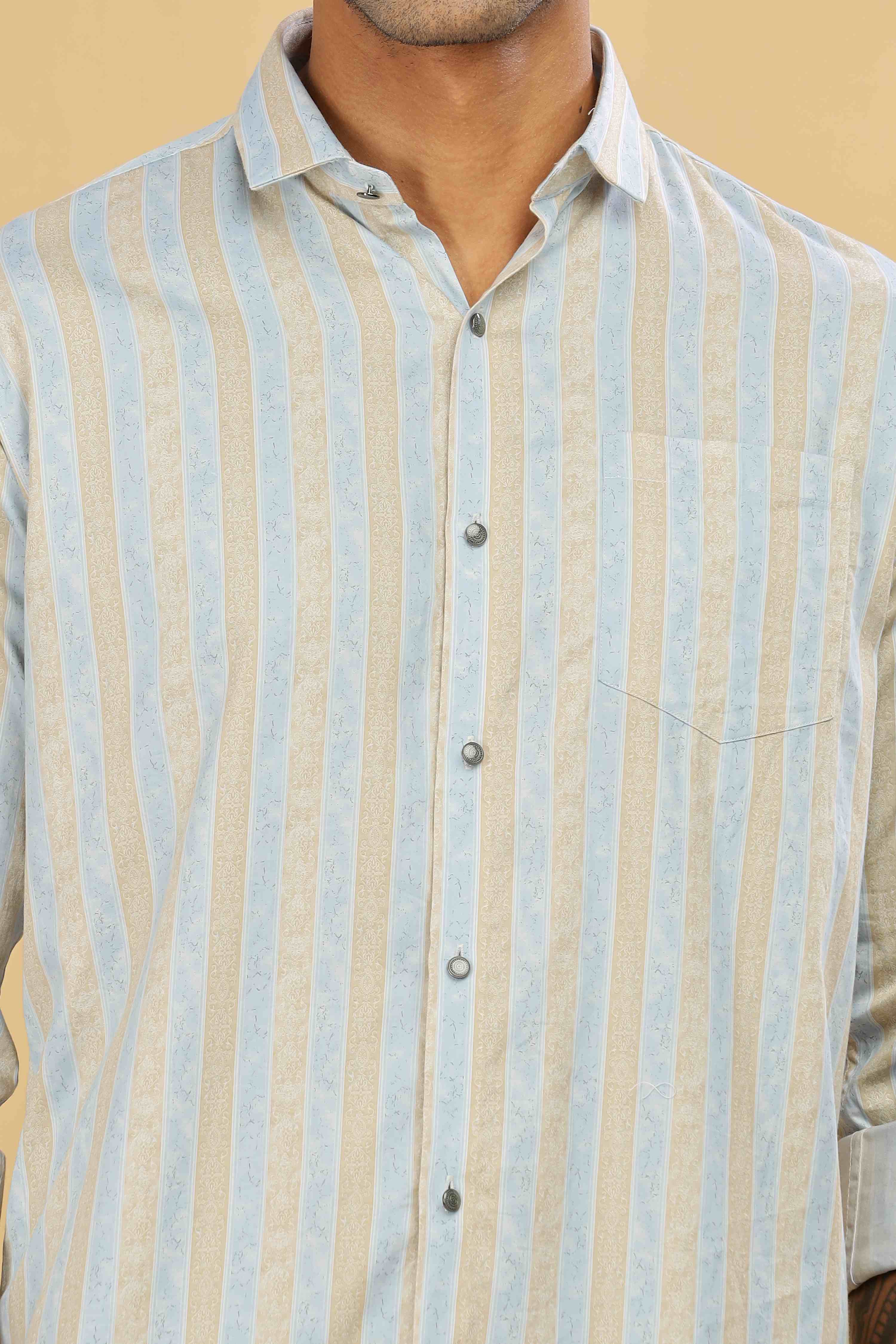 Men's Casual Printed Stripes Shirt