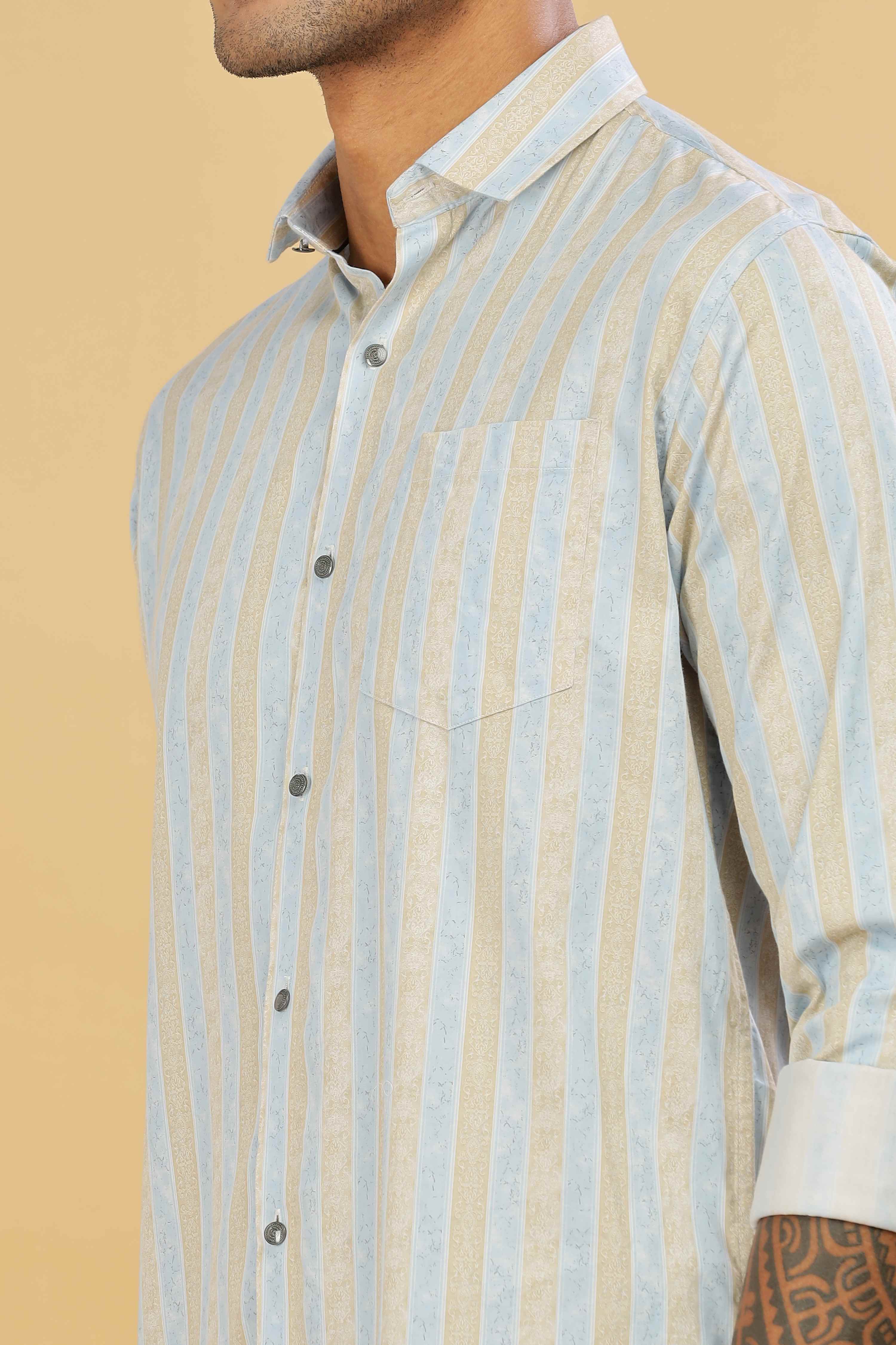 Men's Casual Printed Stripes Shirt