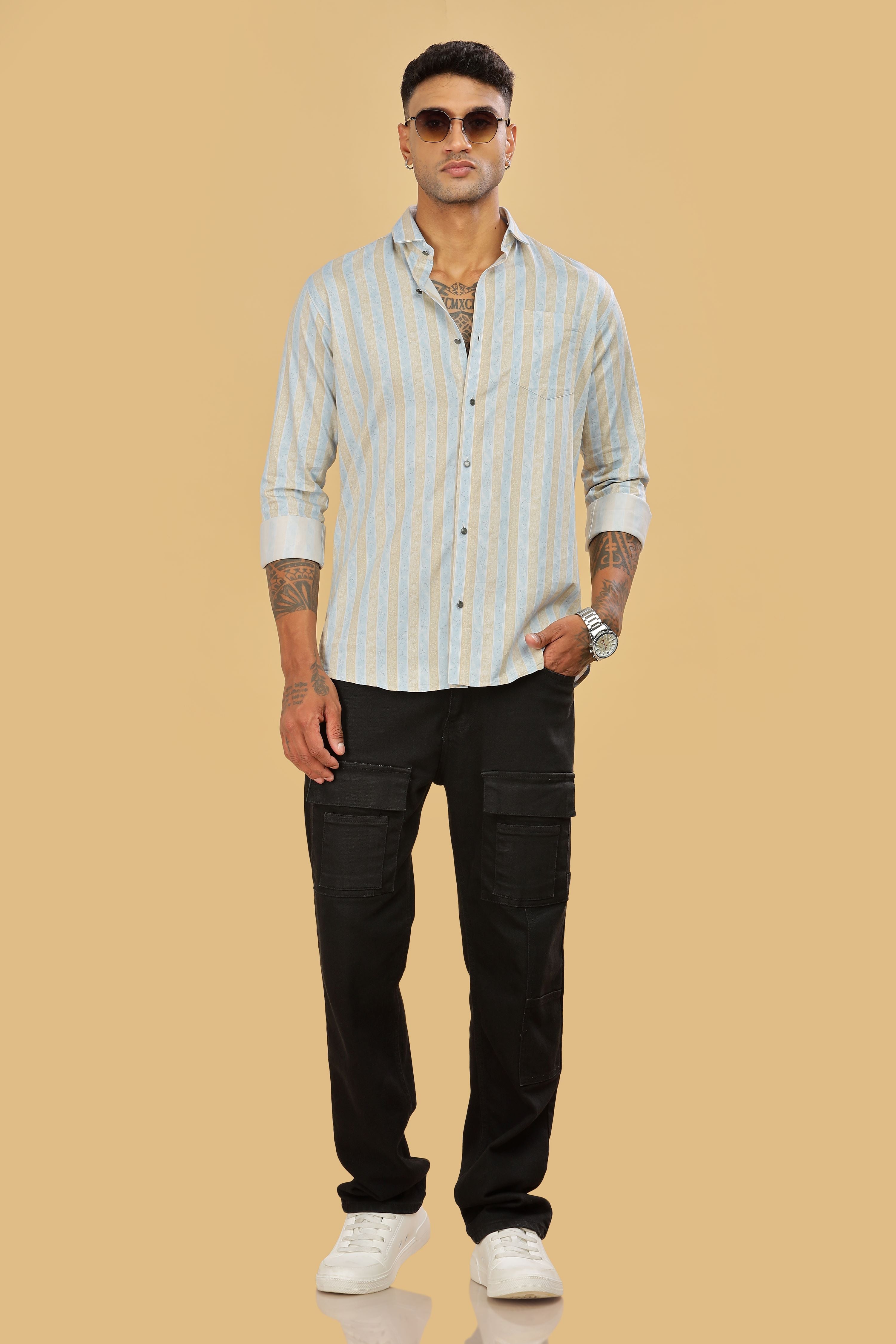 Men's Casual Printed Stripes Shirt