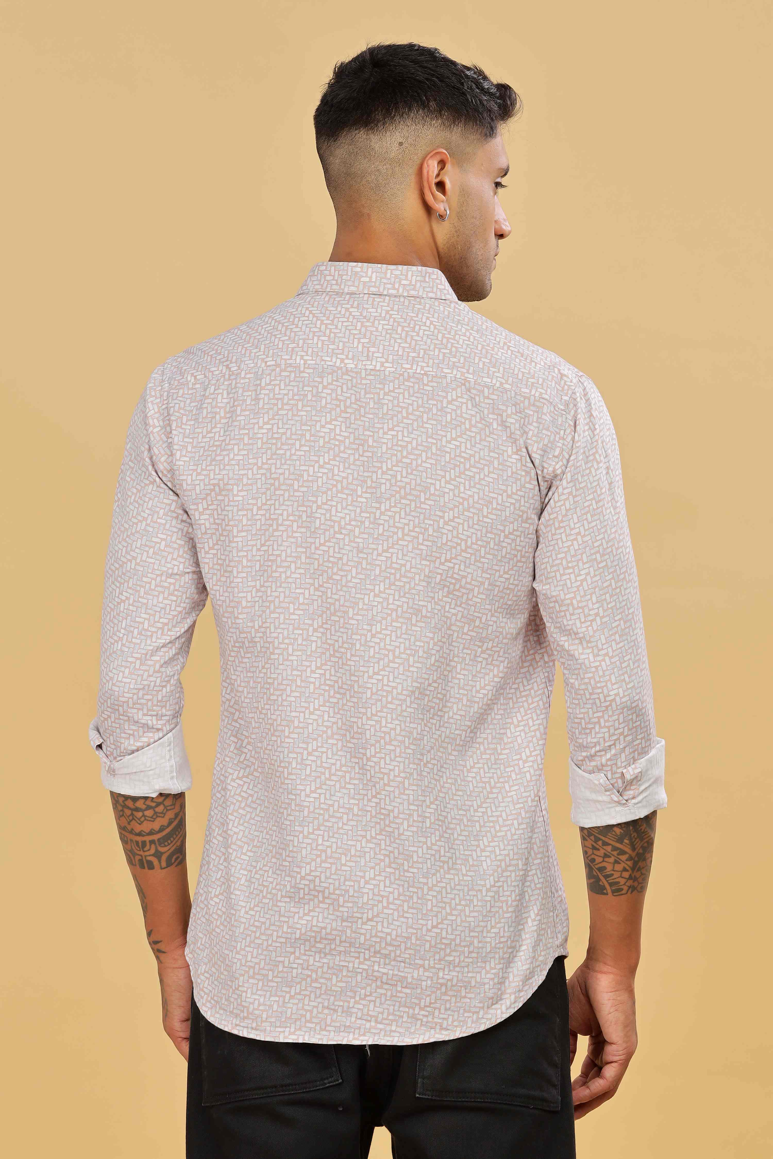 Light Pink Printed slim fit Shirt