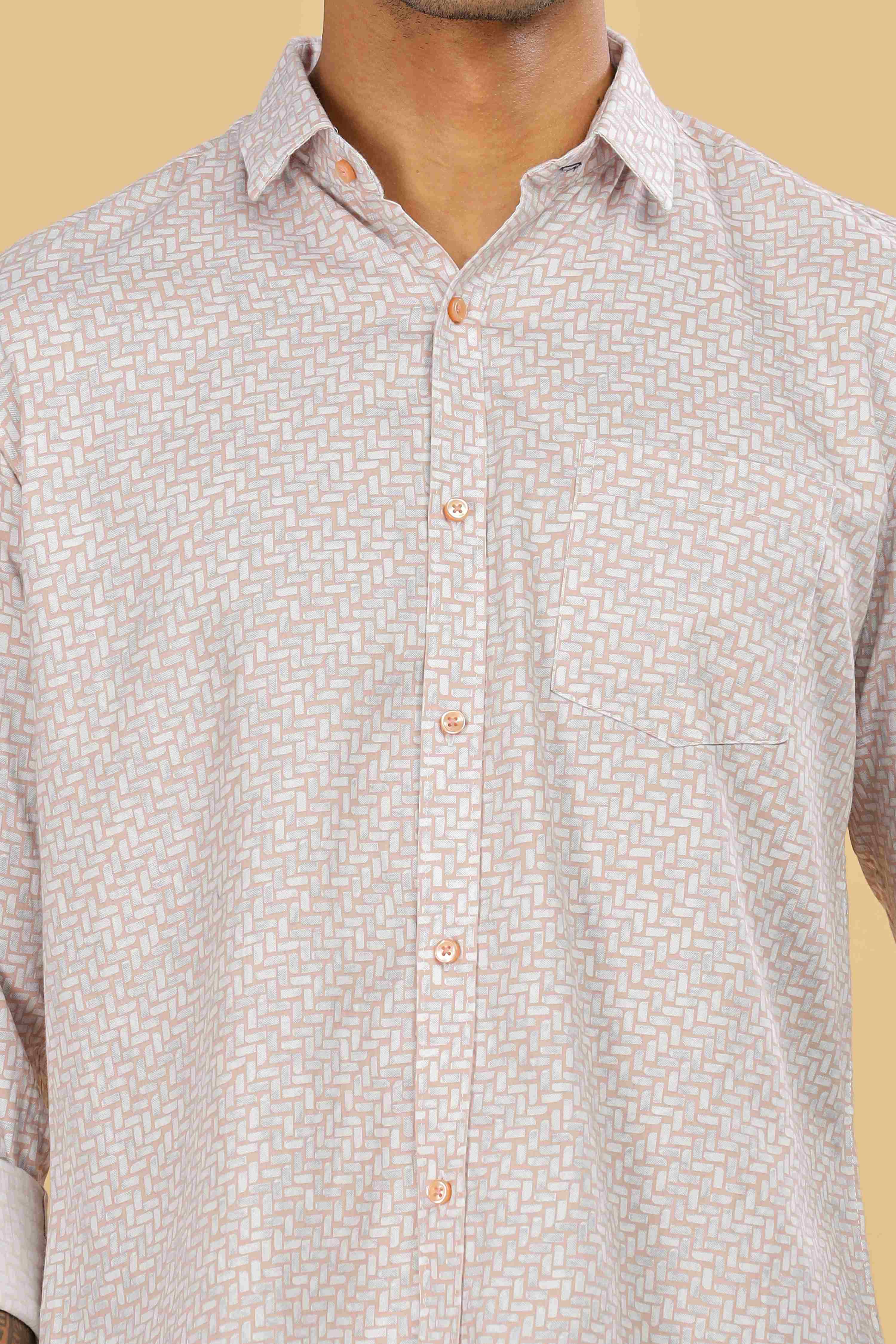 Light Pink Printed slim fit Shirt