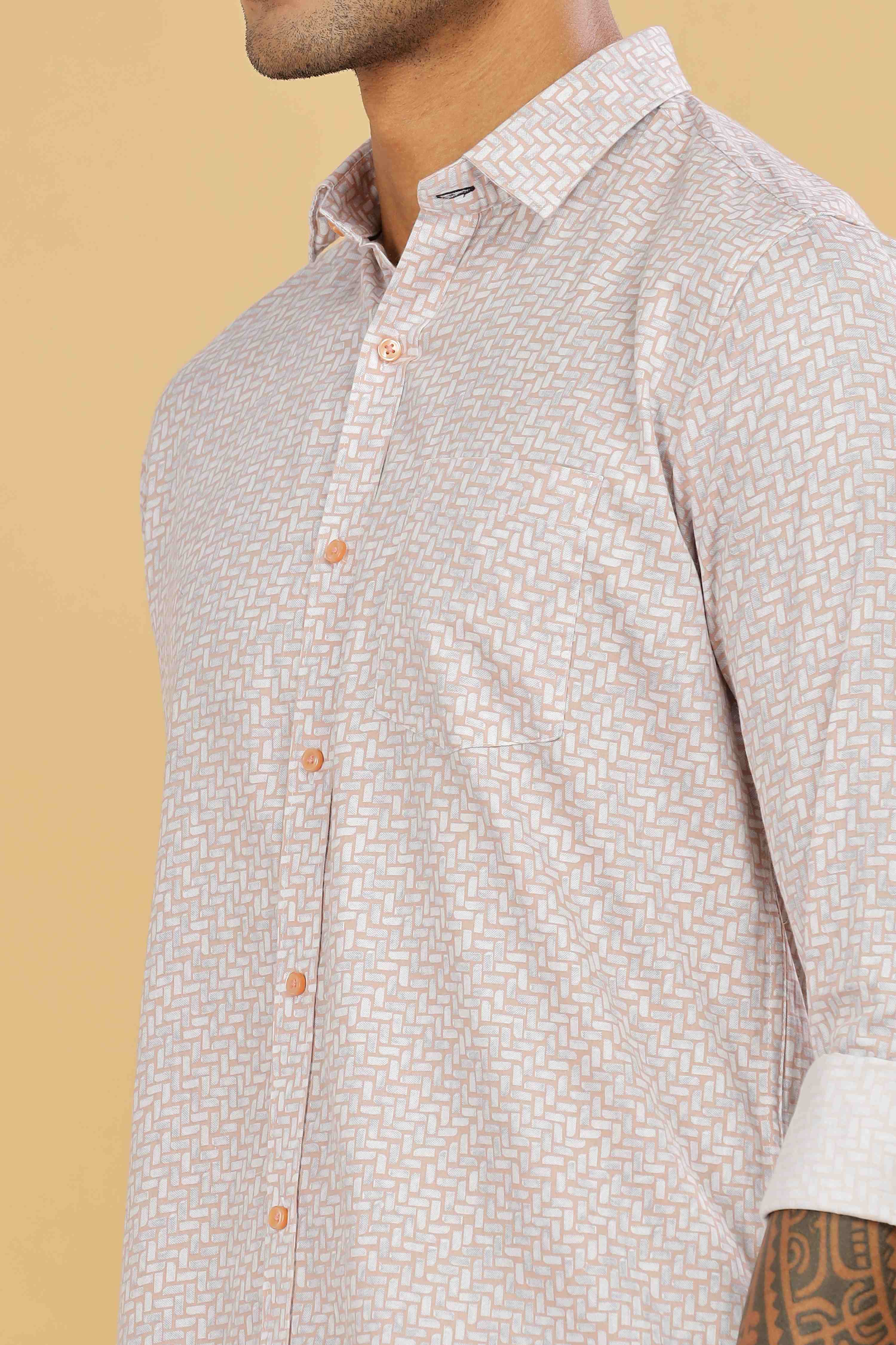 Light Pink Printed slim fit Shirt