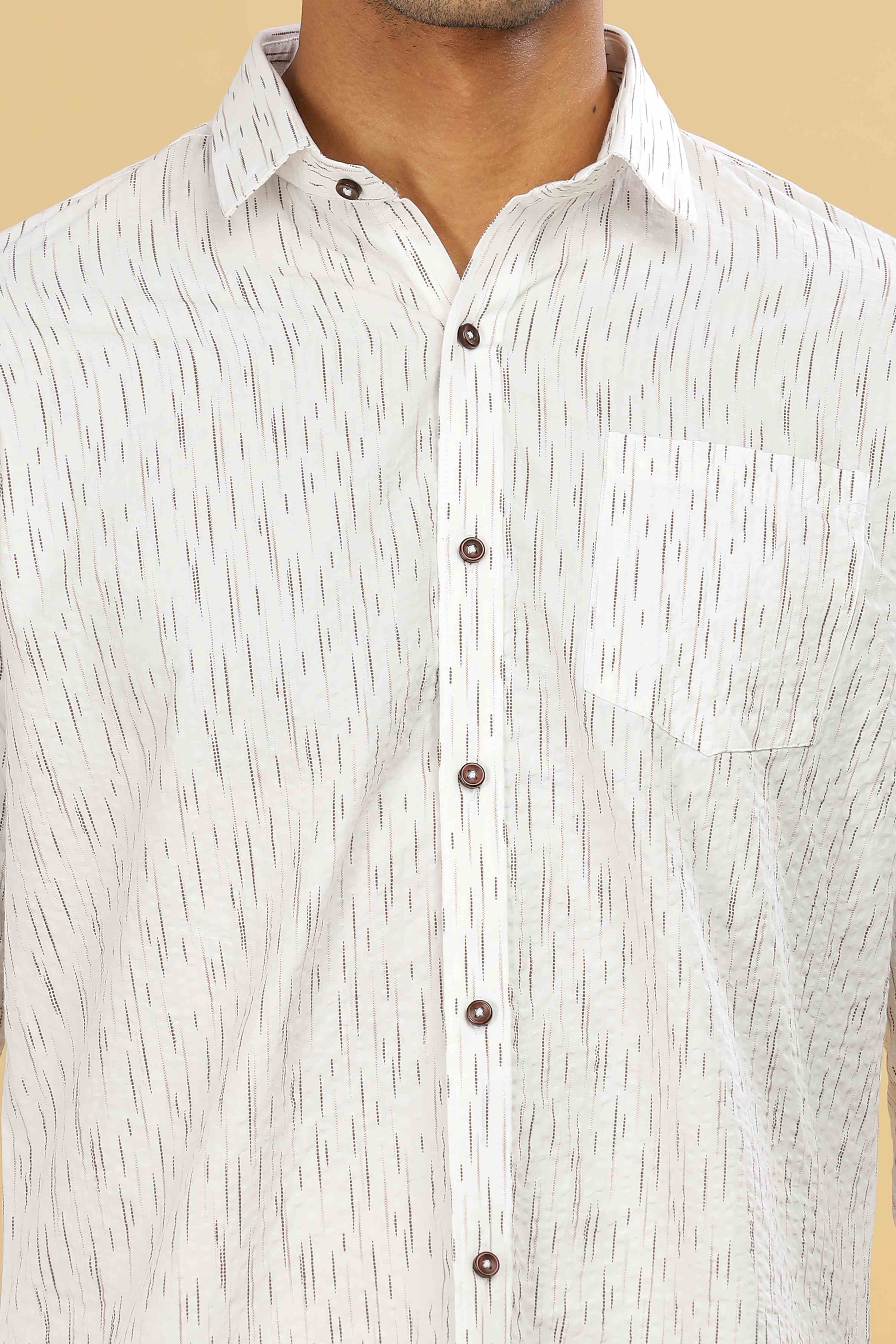 Men's Casual Printed White Shirt