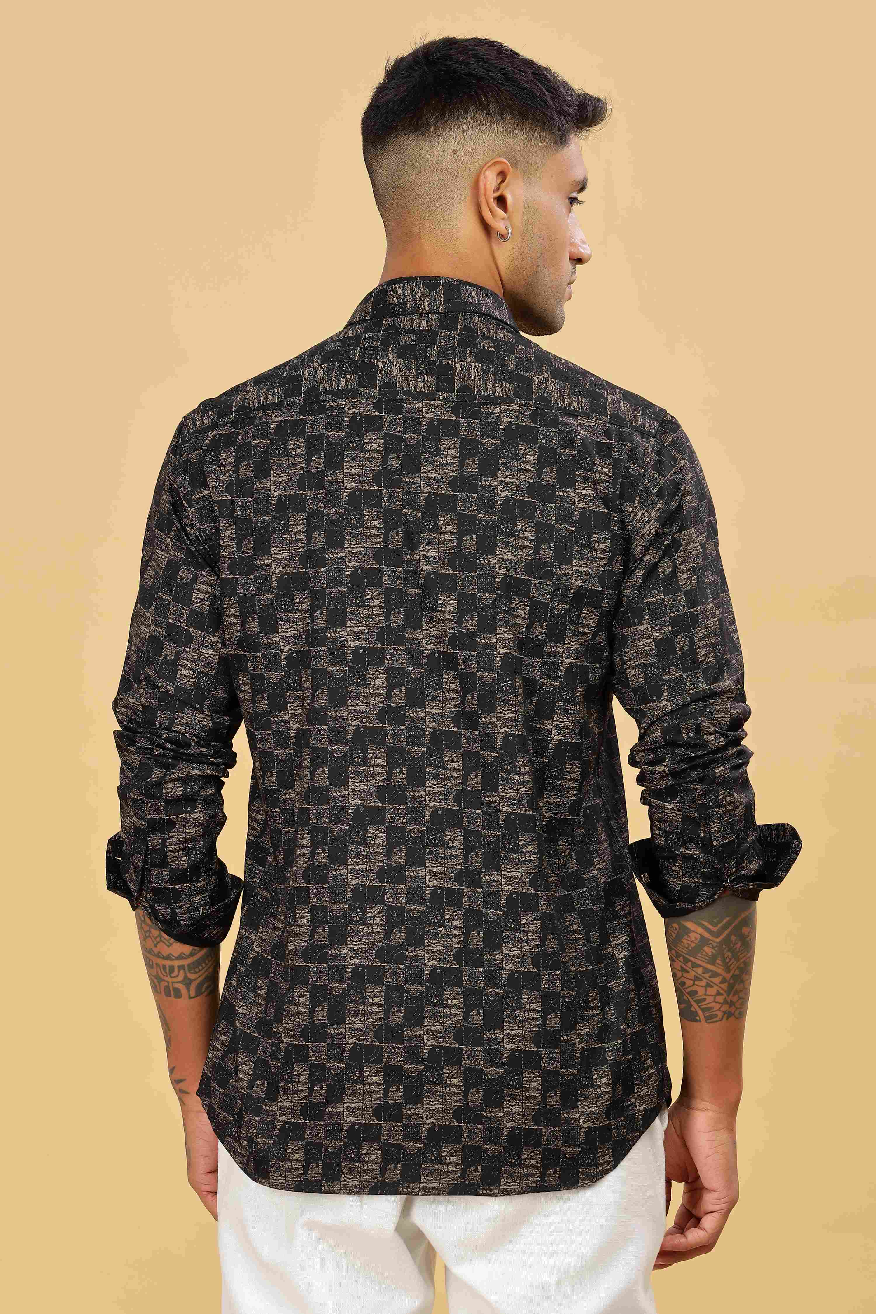 Checkmark Graphic Black Design Printed Shirt