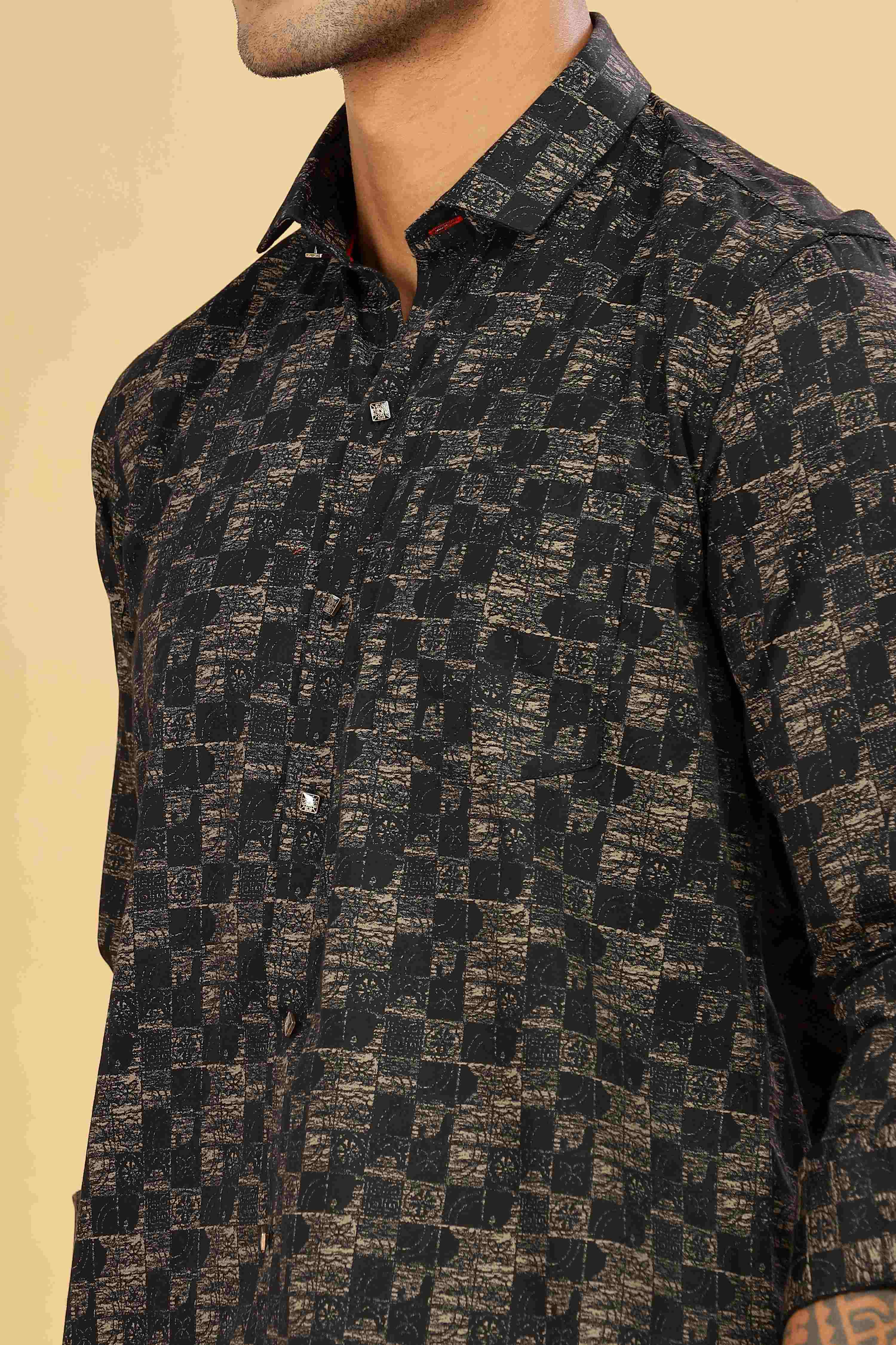 Checkmark Graphic Black Design Printed Shirt