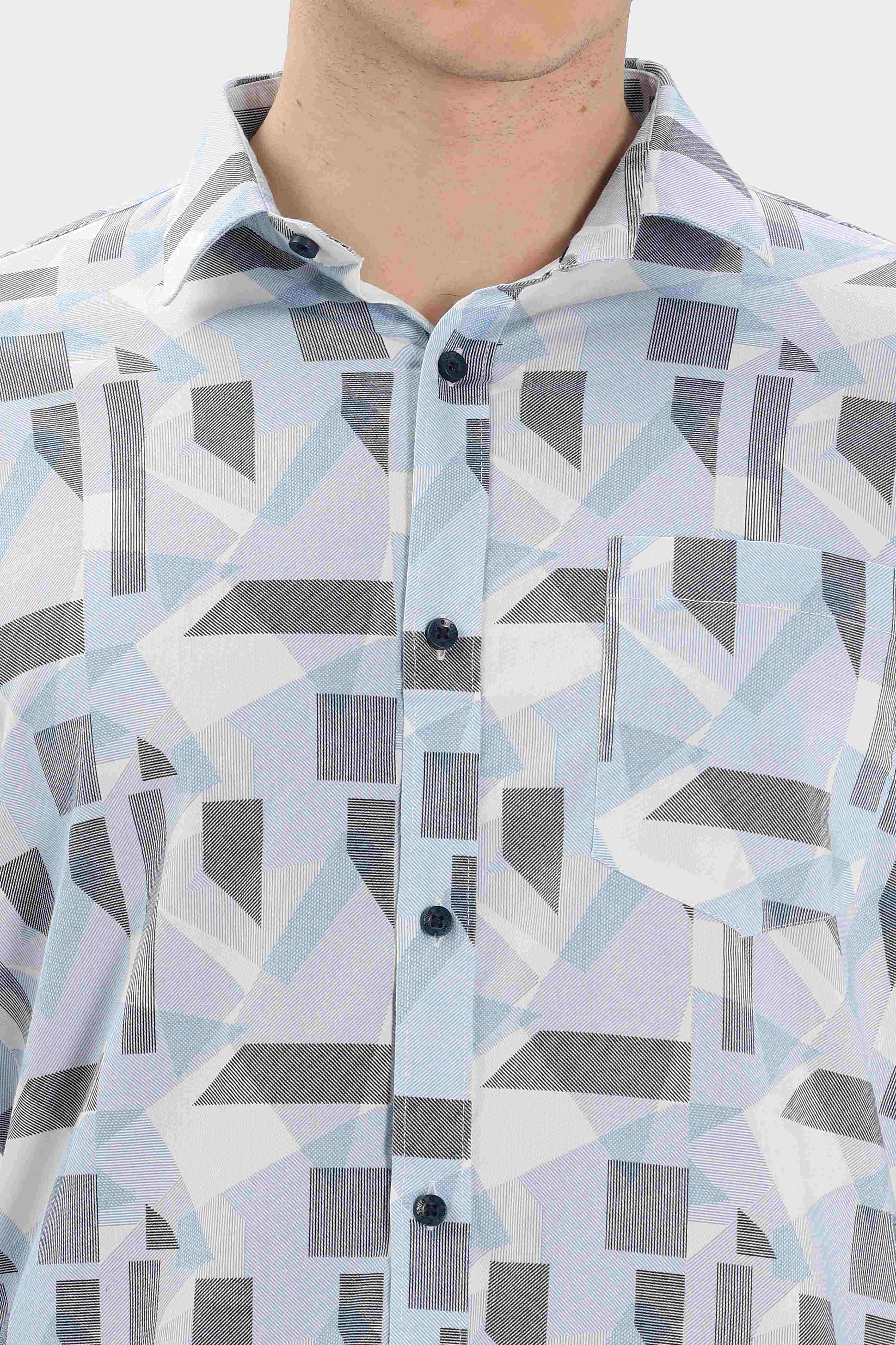 Men Printed Casual Silver Shirt