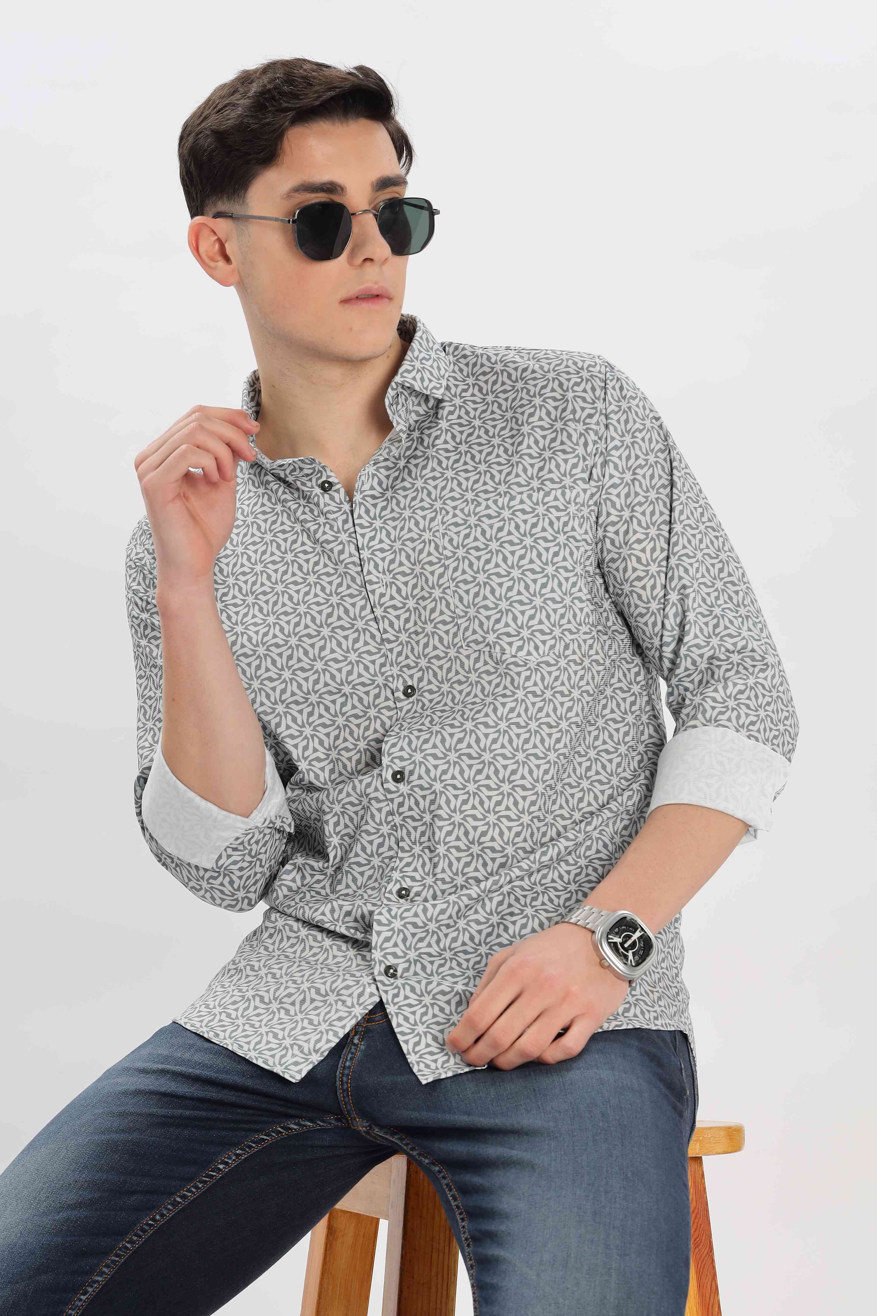 Interlocking Shaped Printed Shirt