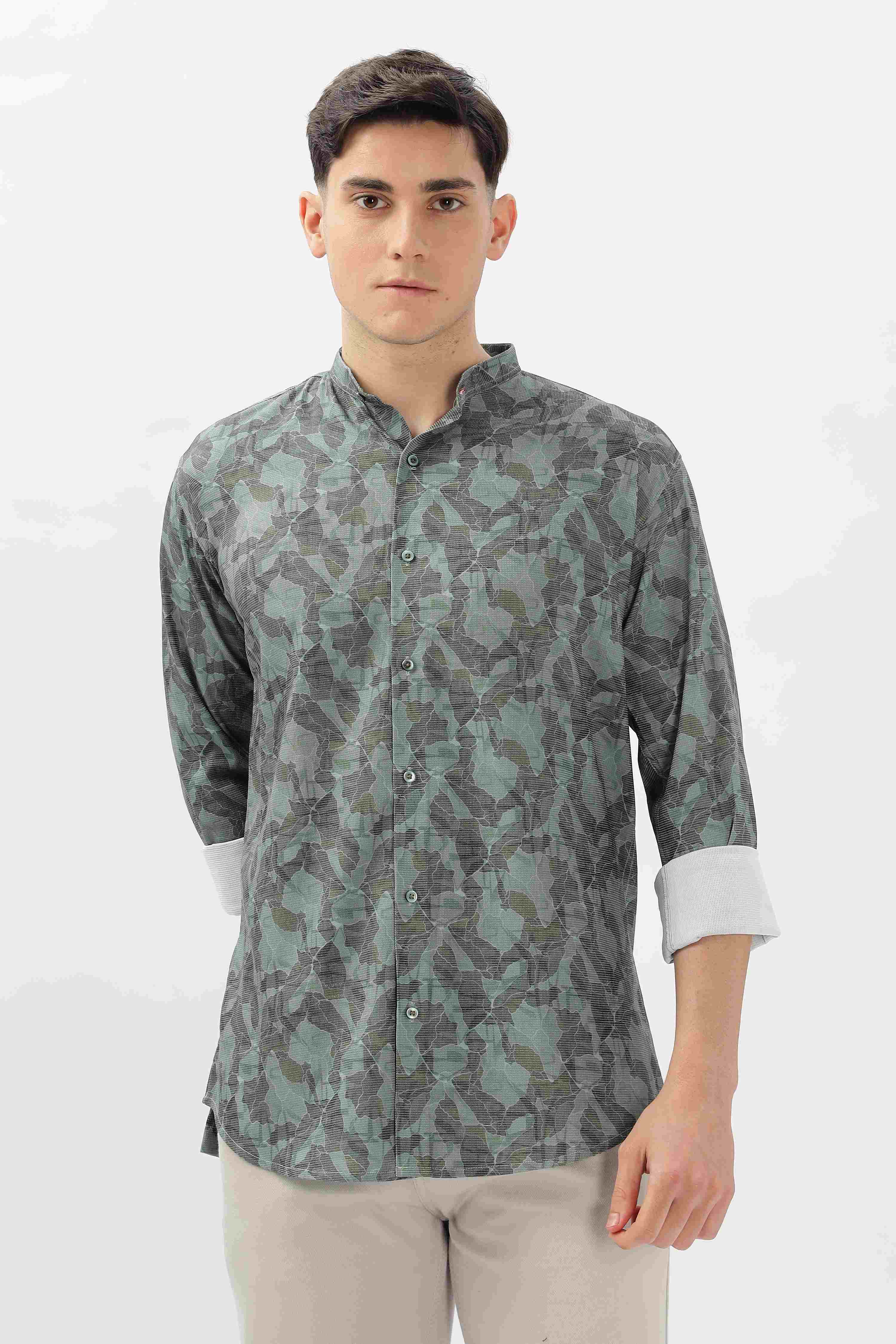 Embroidered Design Printed Shirt