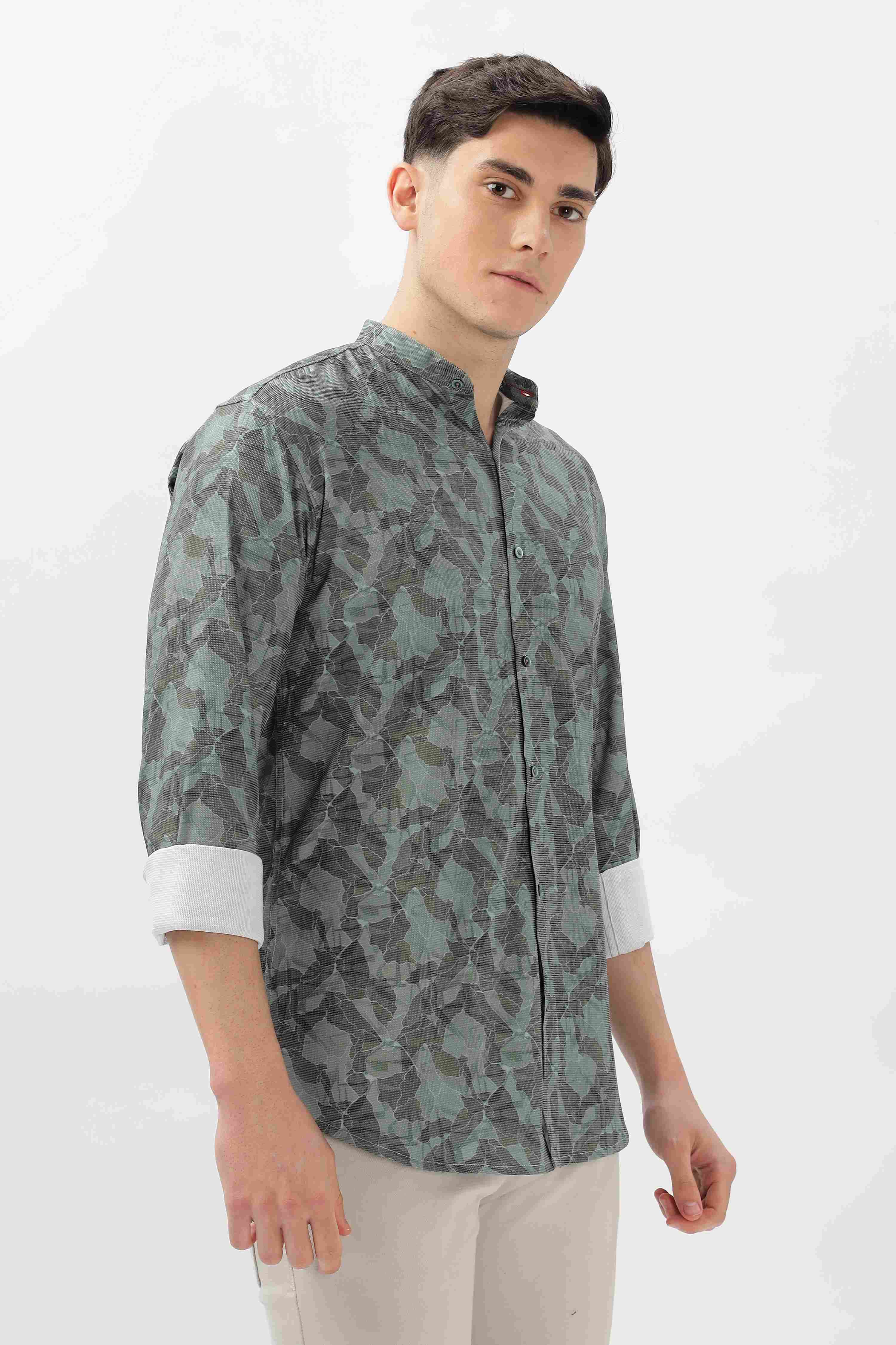 Embroidered Design Printed Shirt
