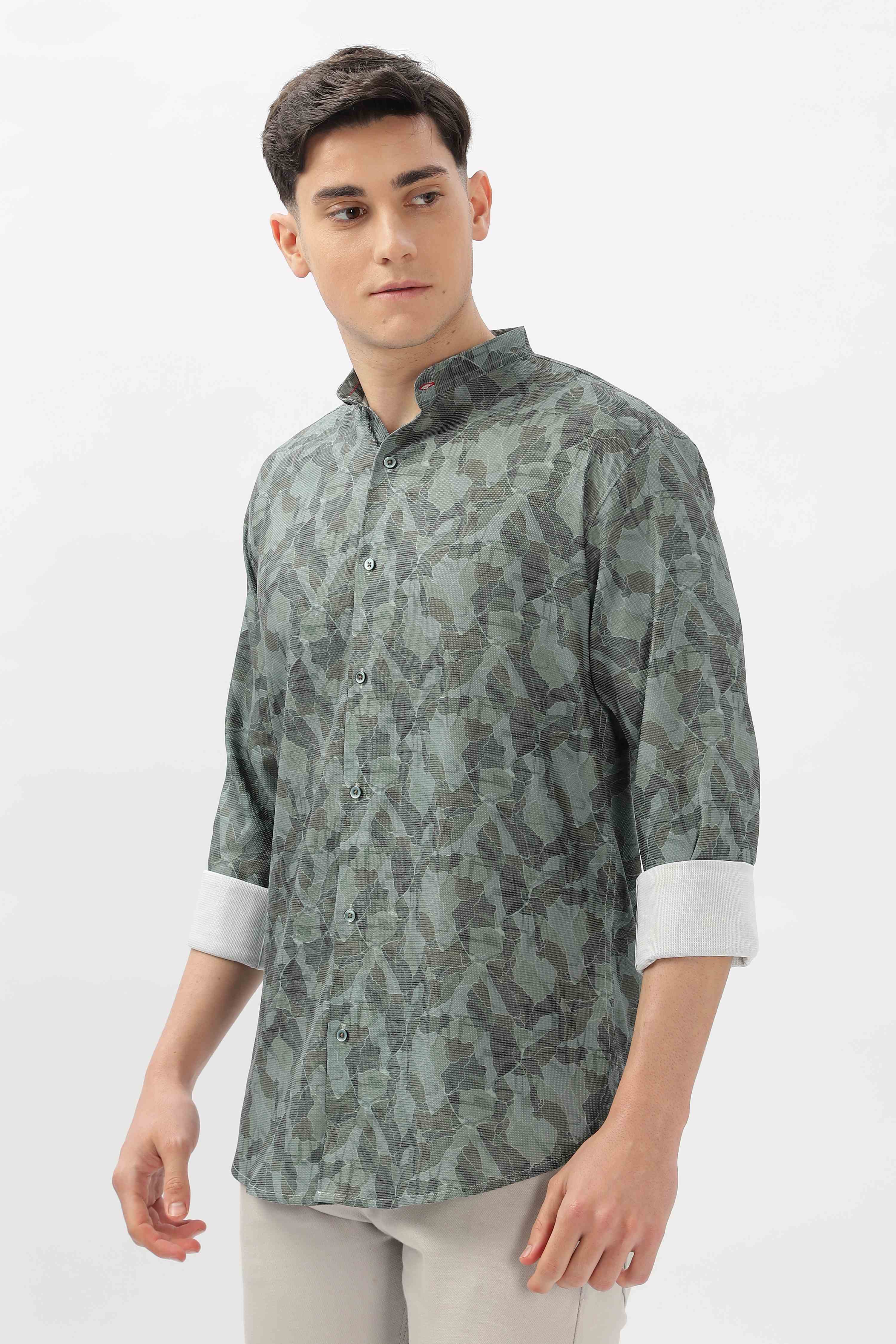 Embroidered Design Printed Shirt