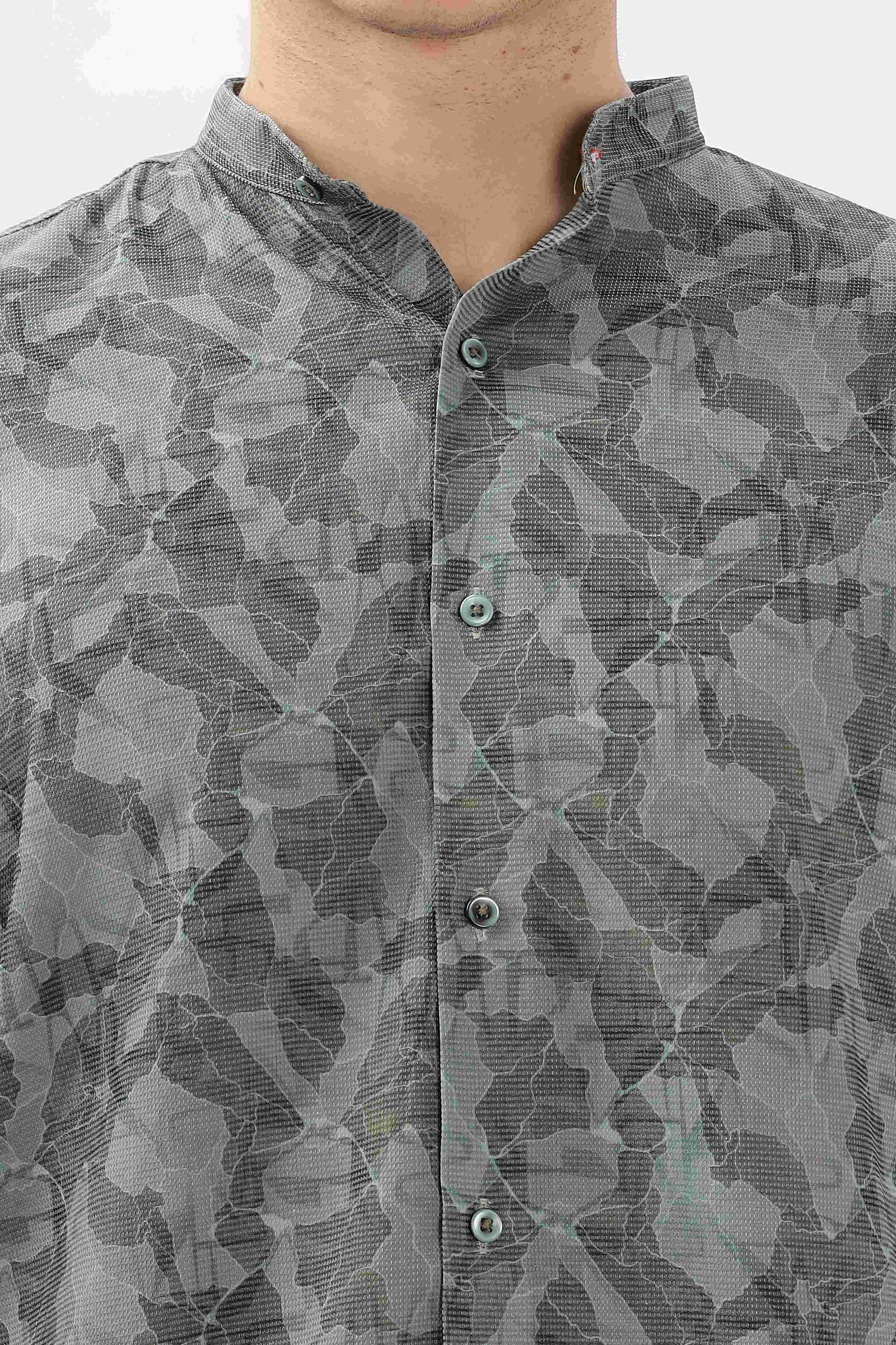 Embroidered Design Printed Shirt