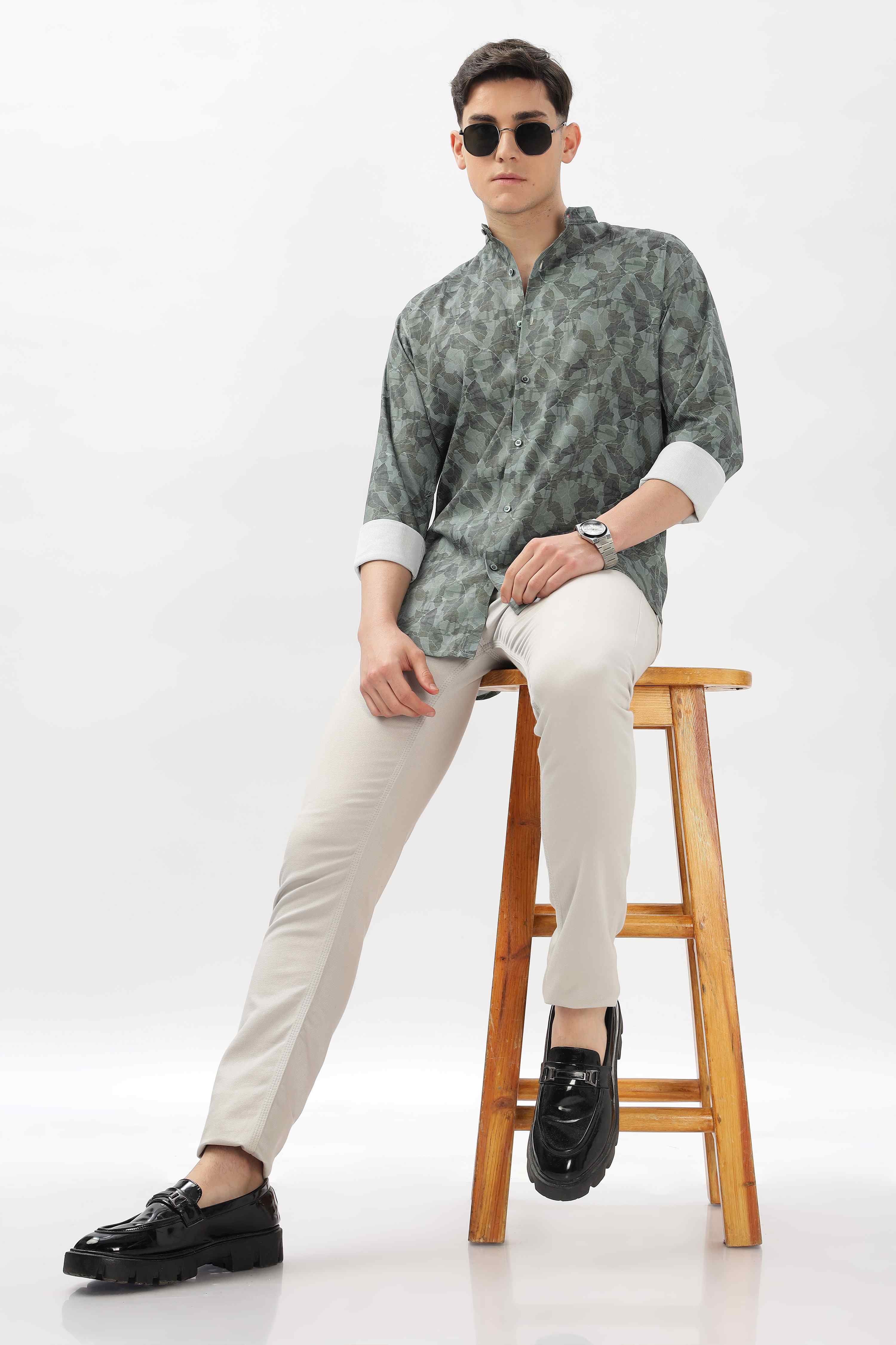 Embroidered Design Printed Shirt