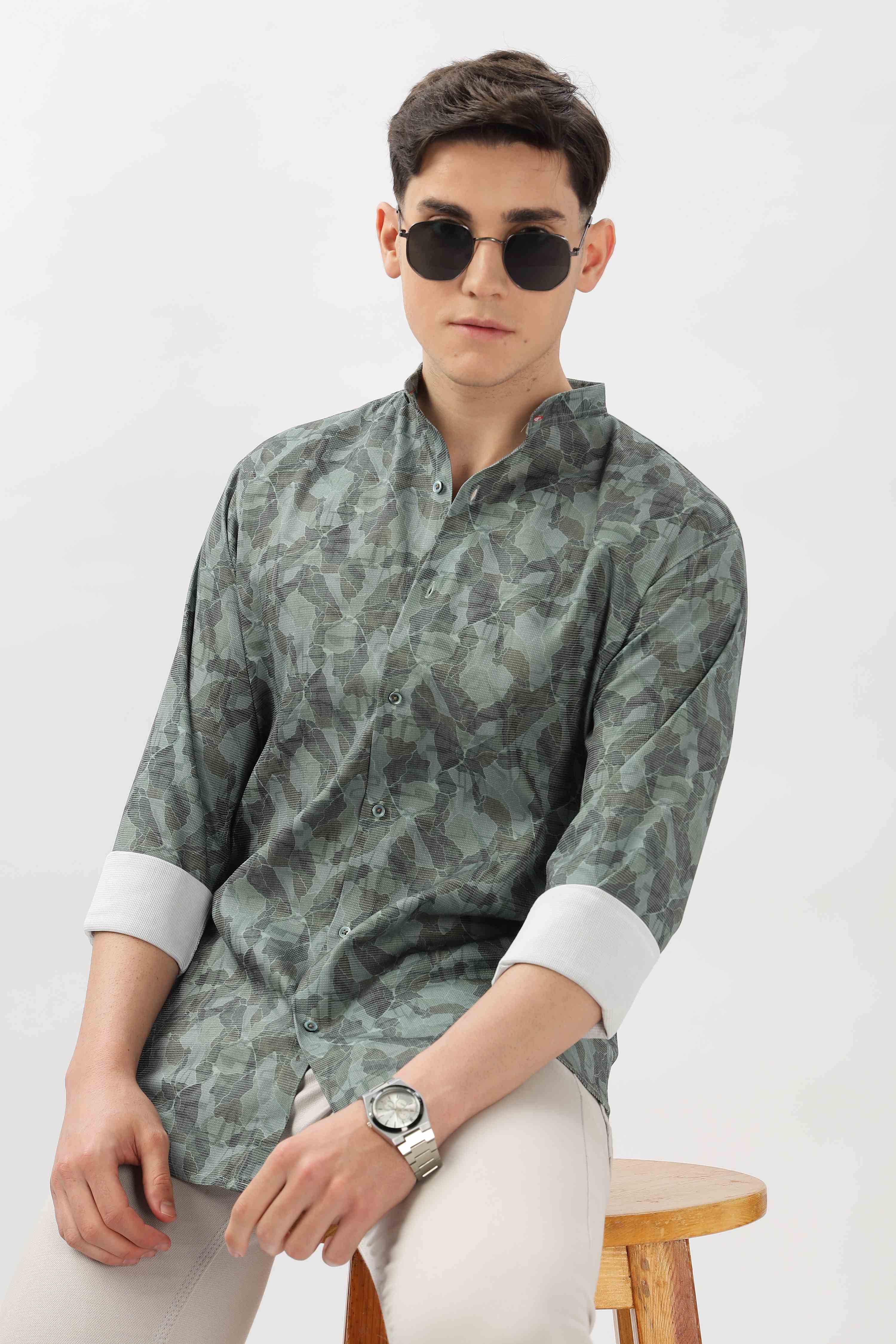 Embroidered Design Printed Shirt