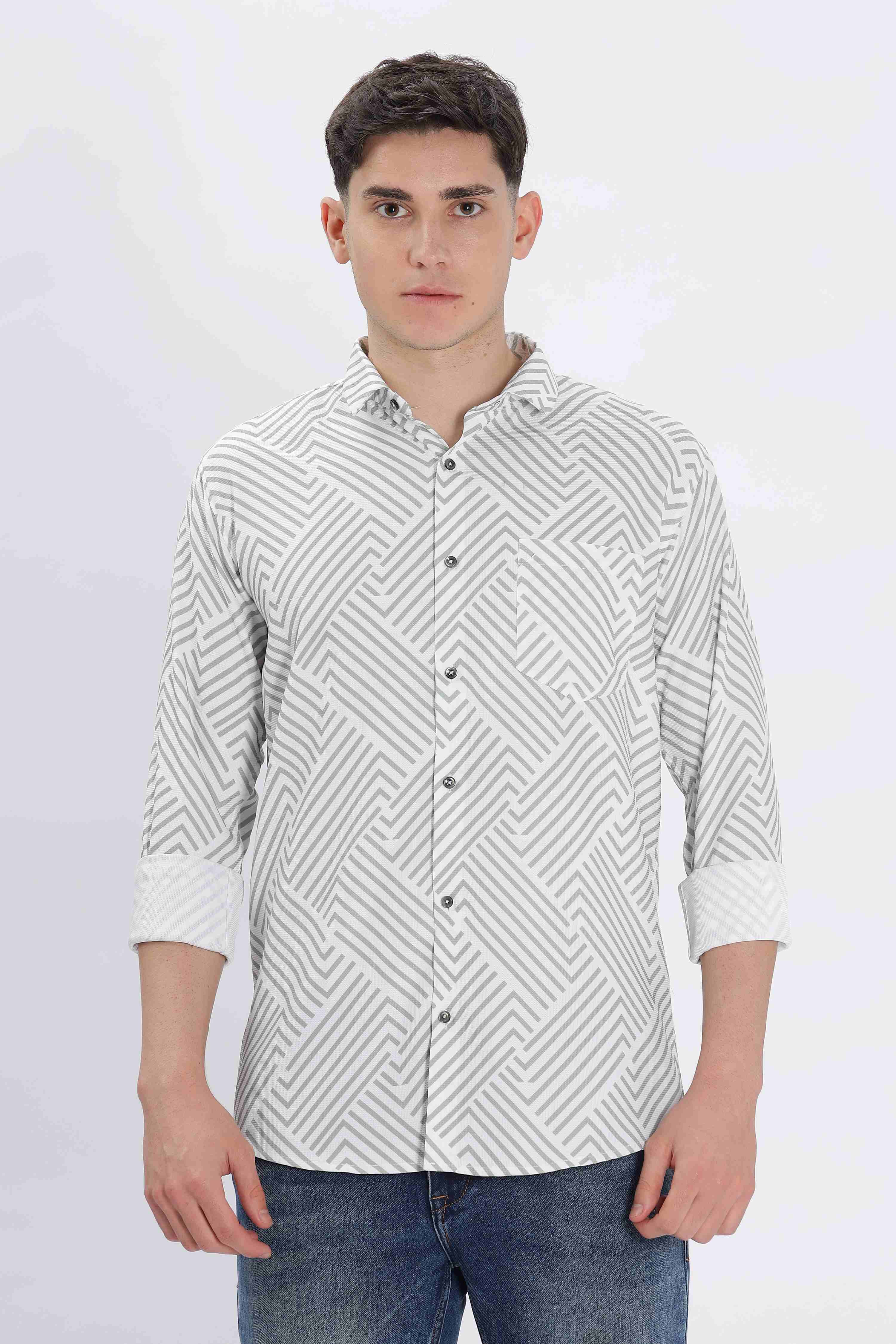 Chevron Printed White Shirt