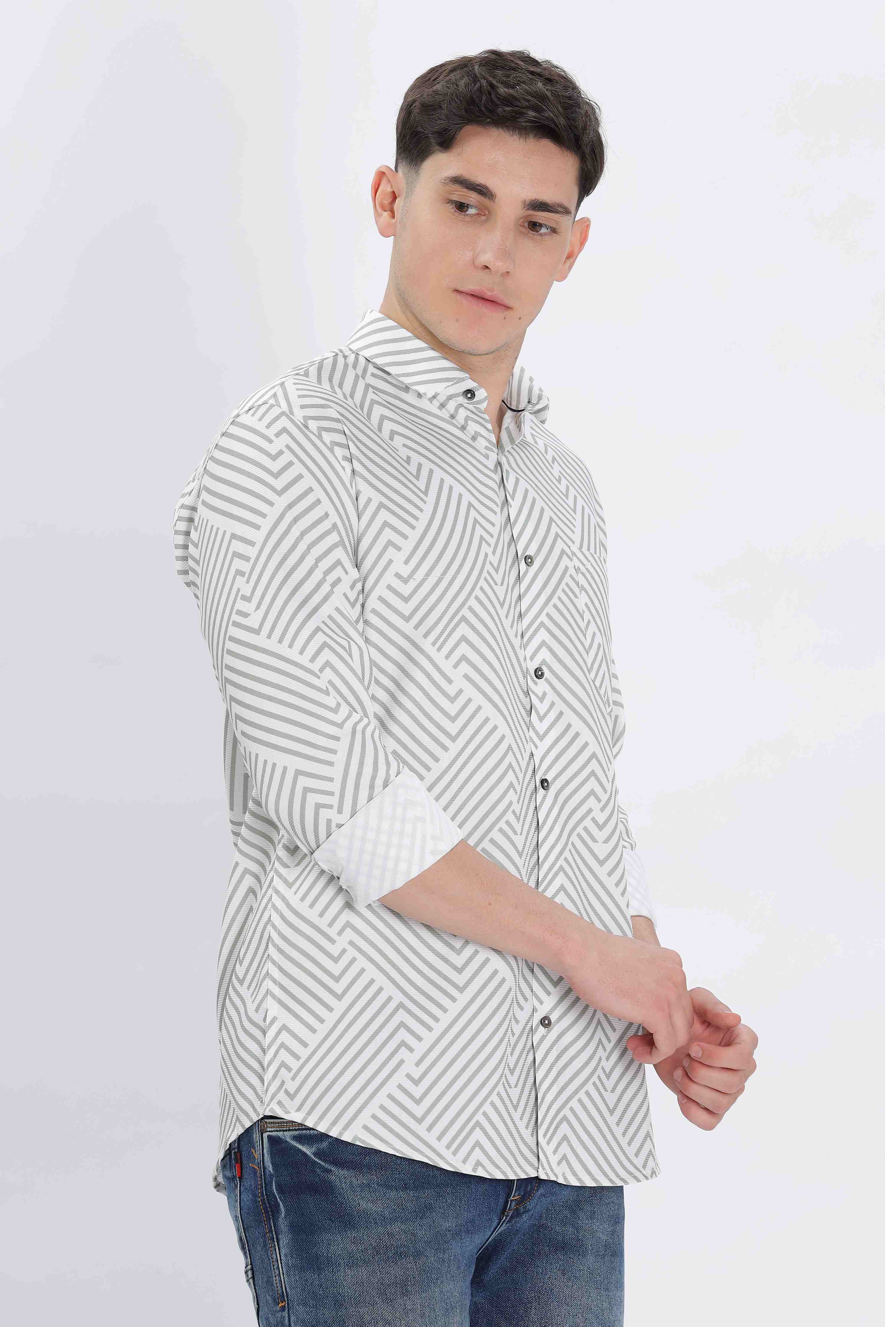 Chevron Printed White Shirt