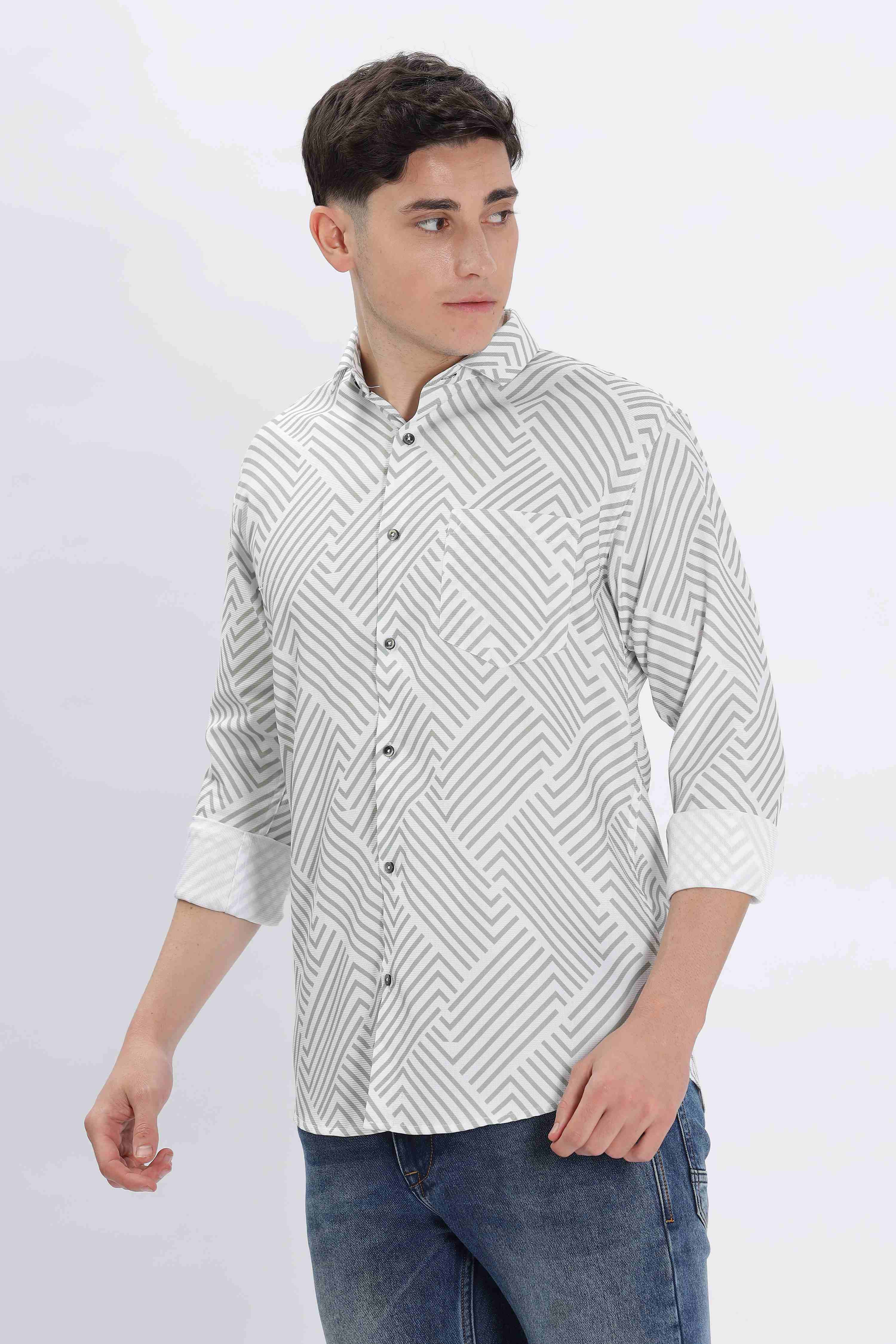 Chevron Printed White Shirt