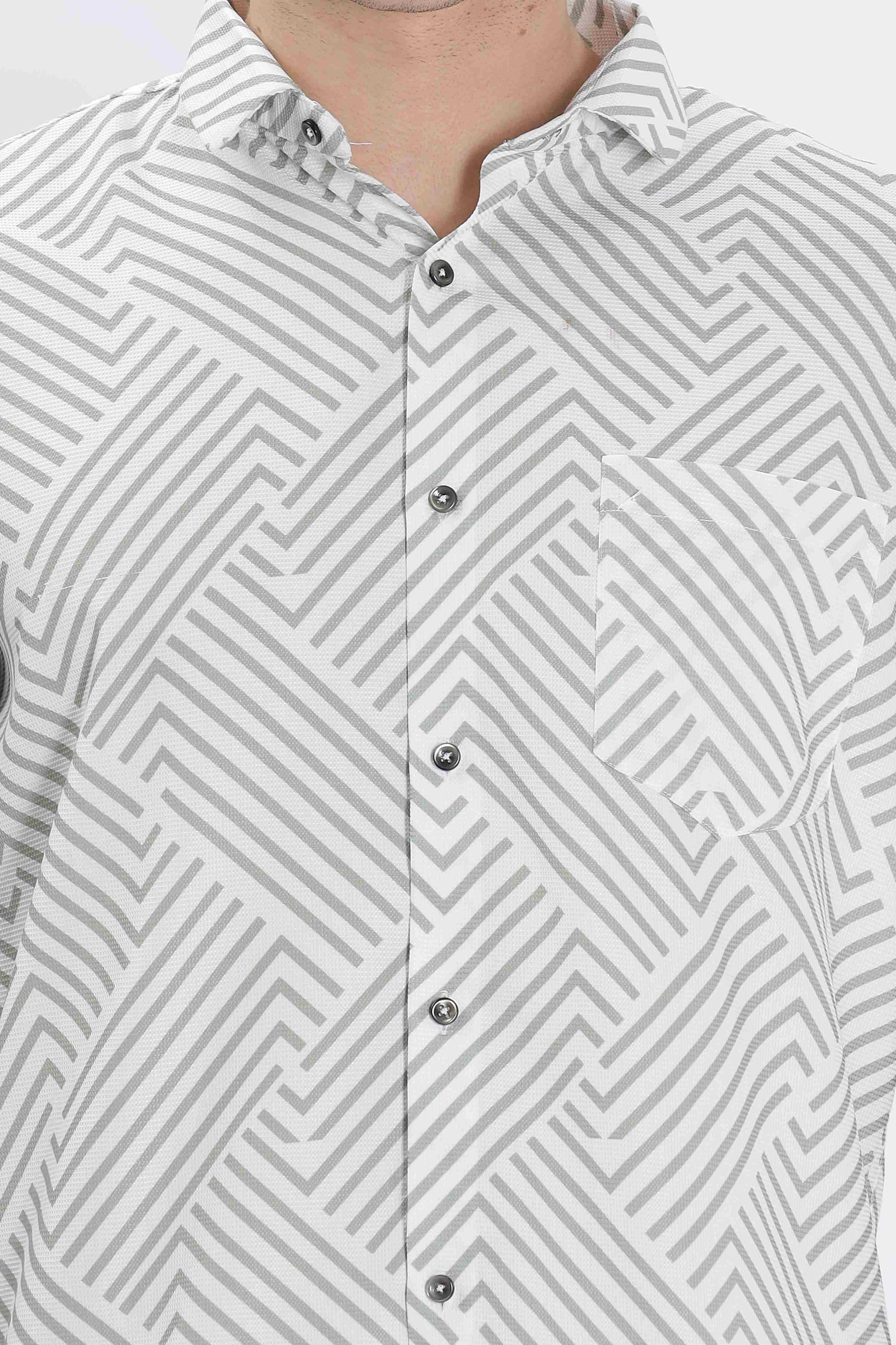 Chevron Printed White Shirt