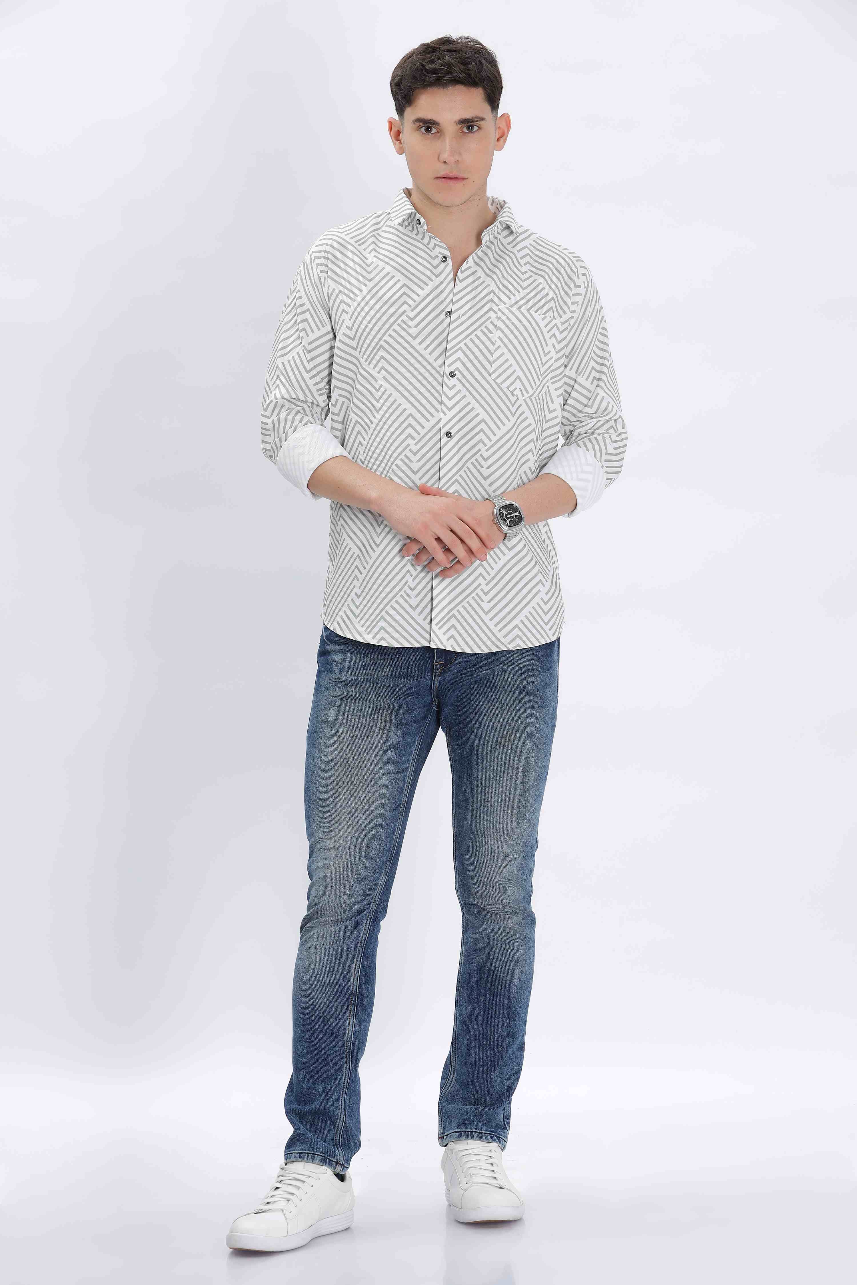 Chevron Printed White Shirt
