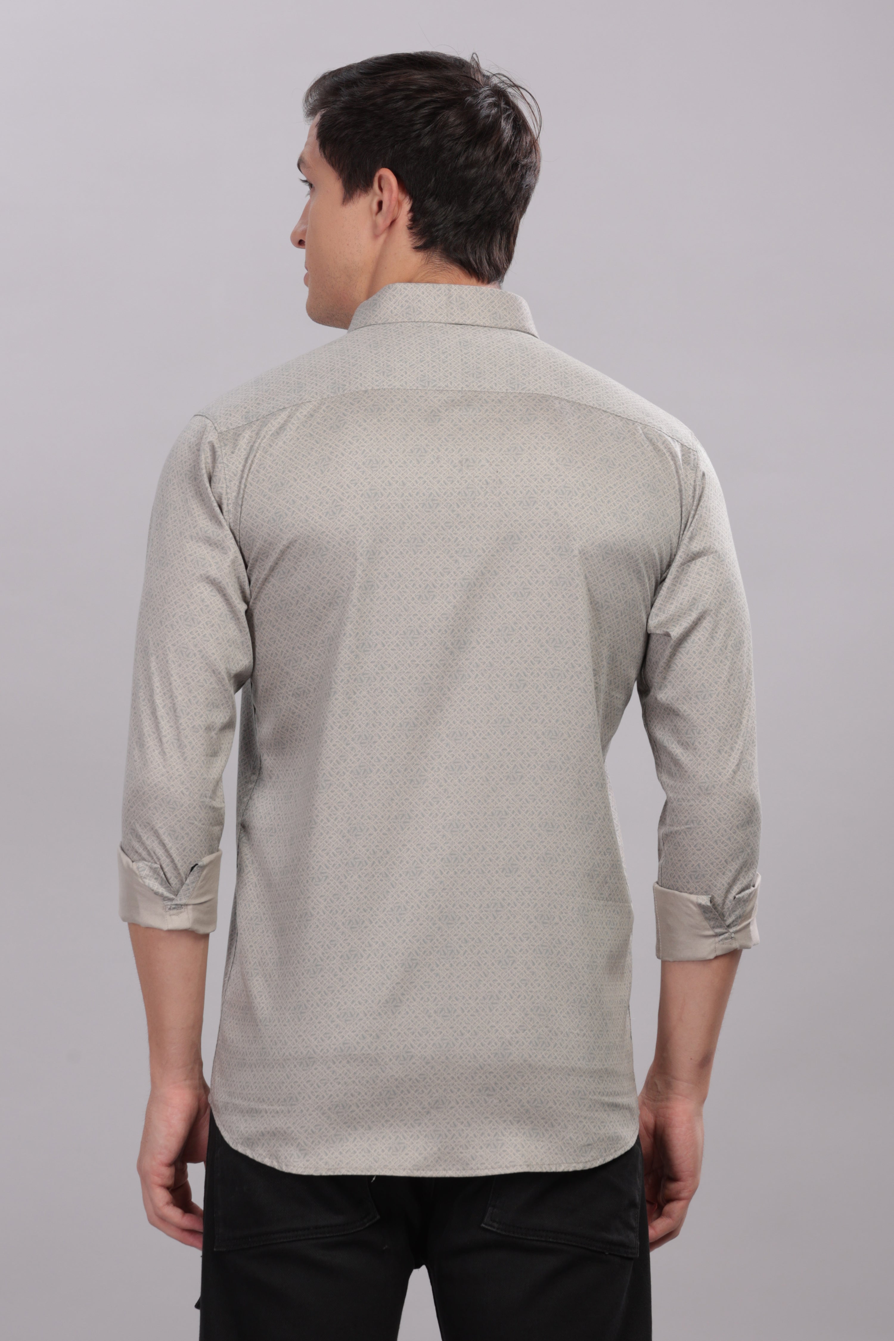 Steel gray Grid Printed Shirt