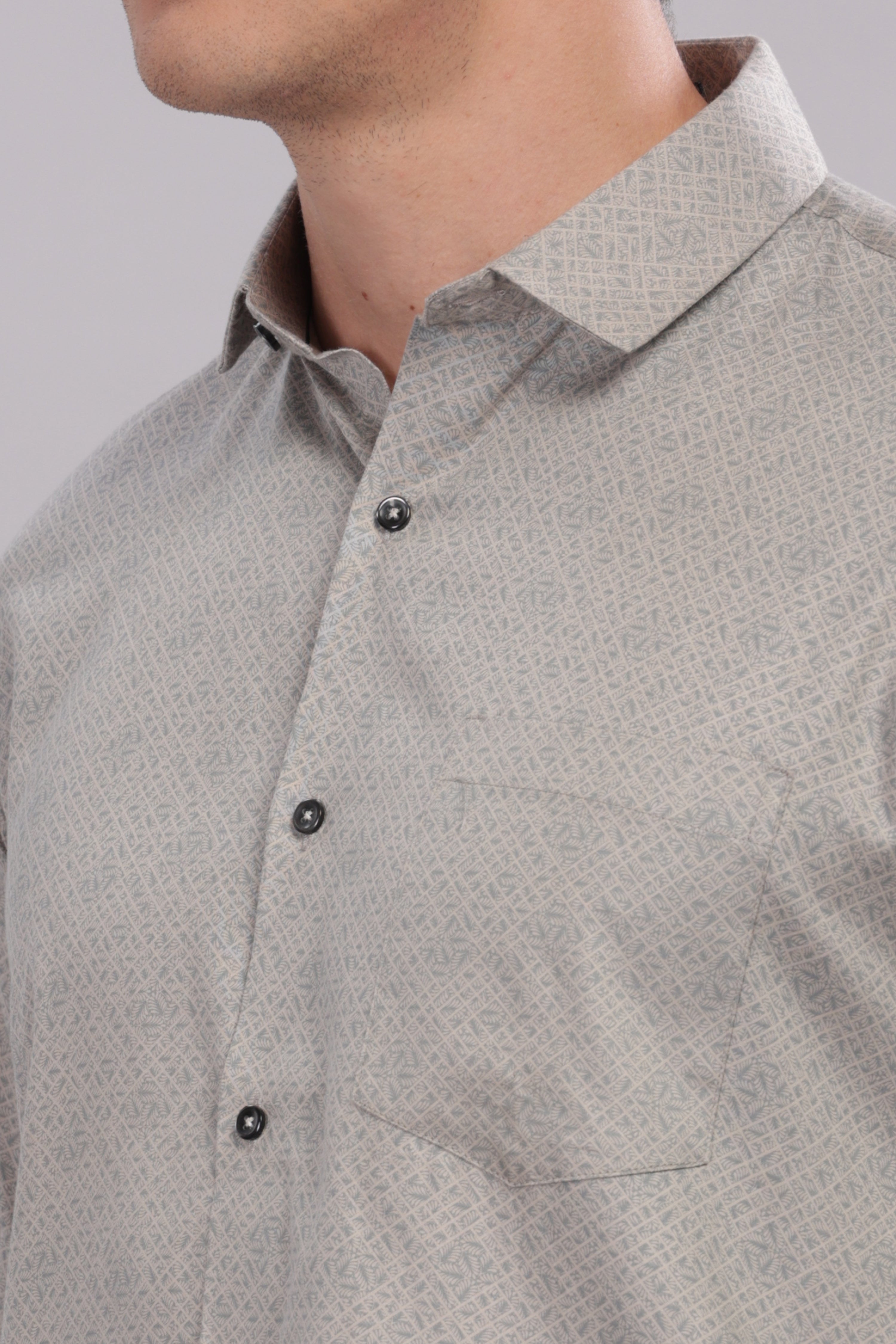 Steel gray Grid Printed Shirt