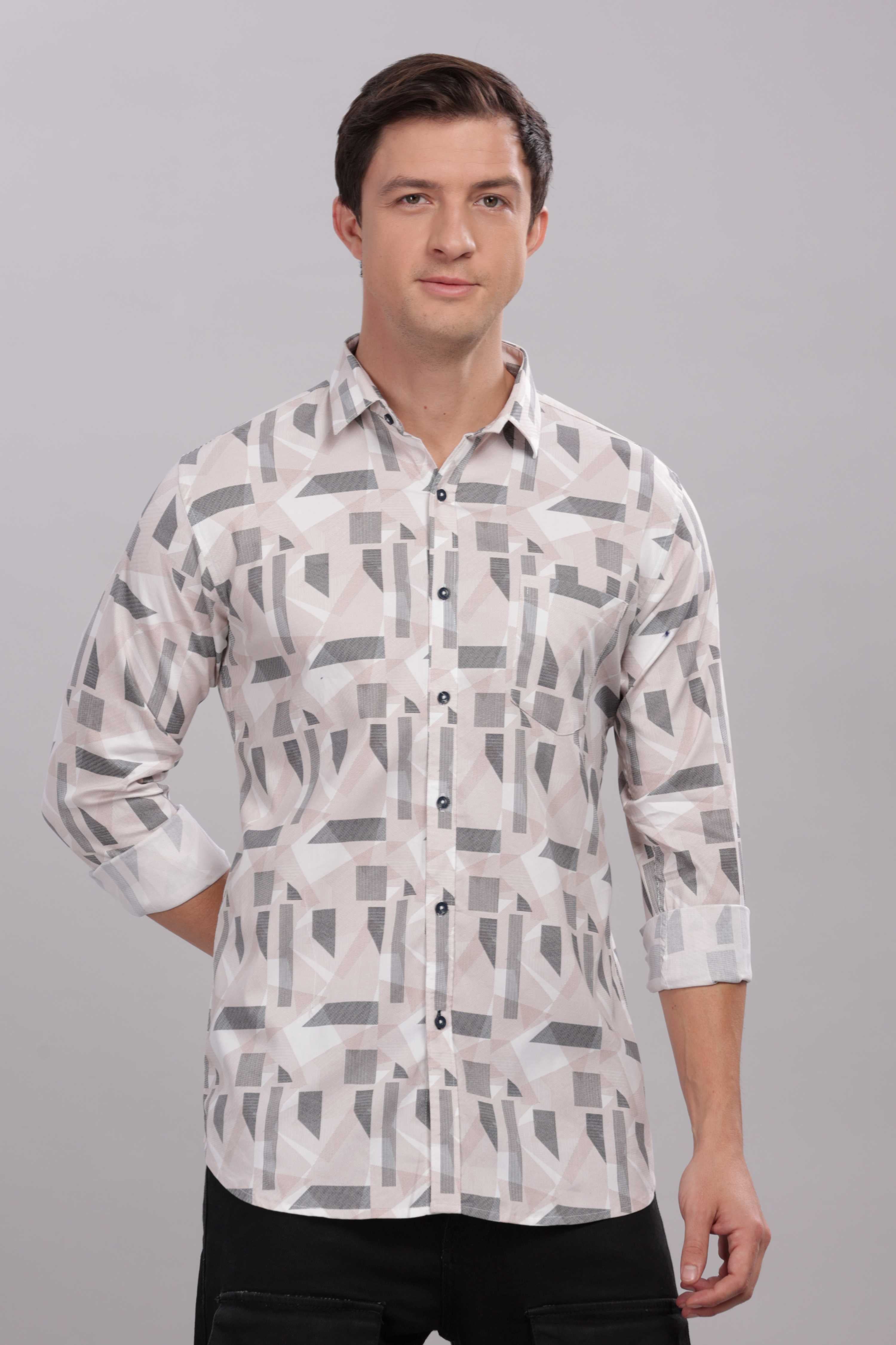 Monochrome Geometric Pattern Shirt