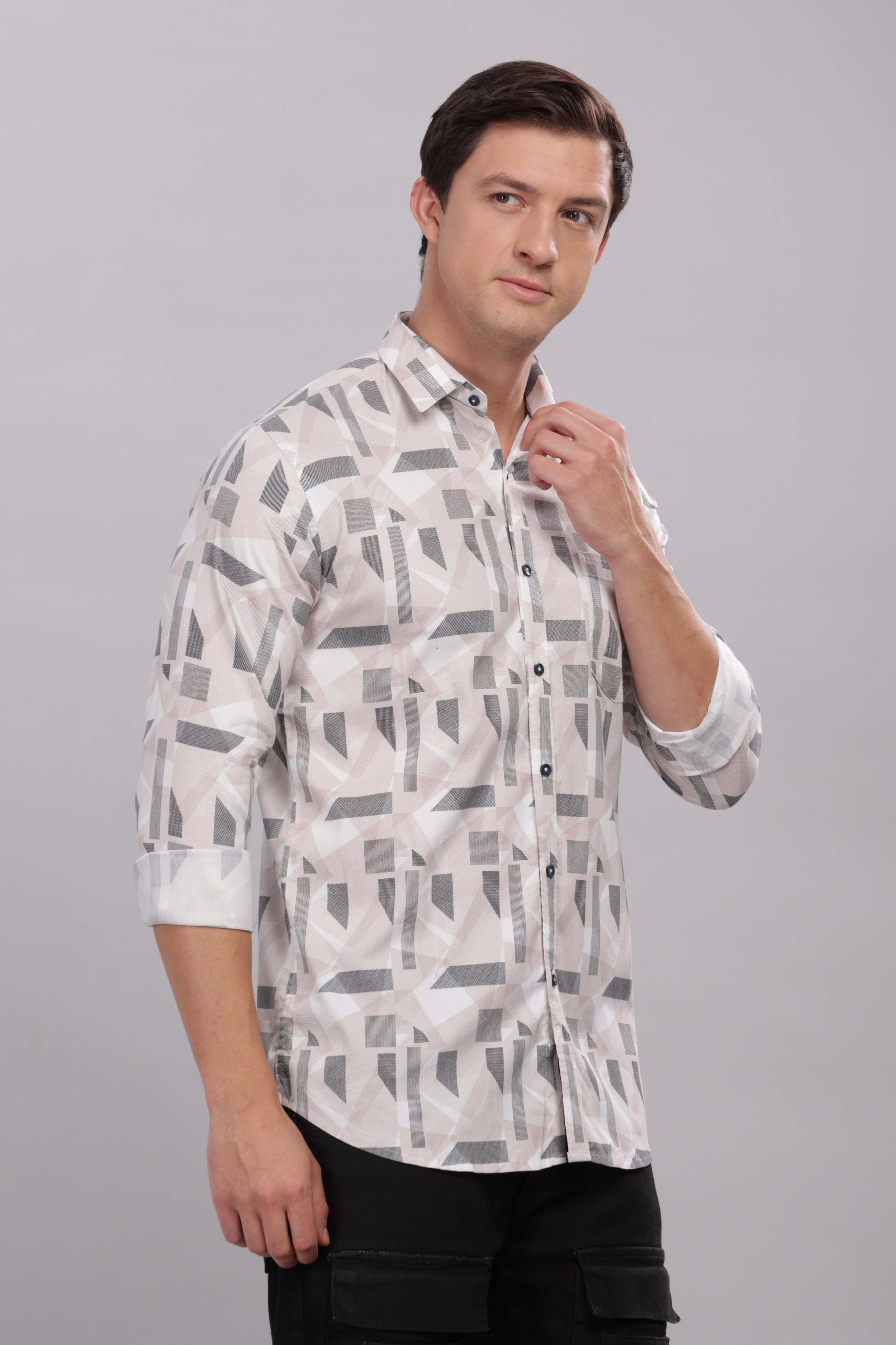 Monochrome Geometric Pattern Shirt