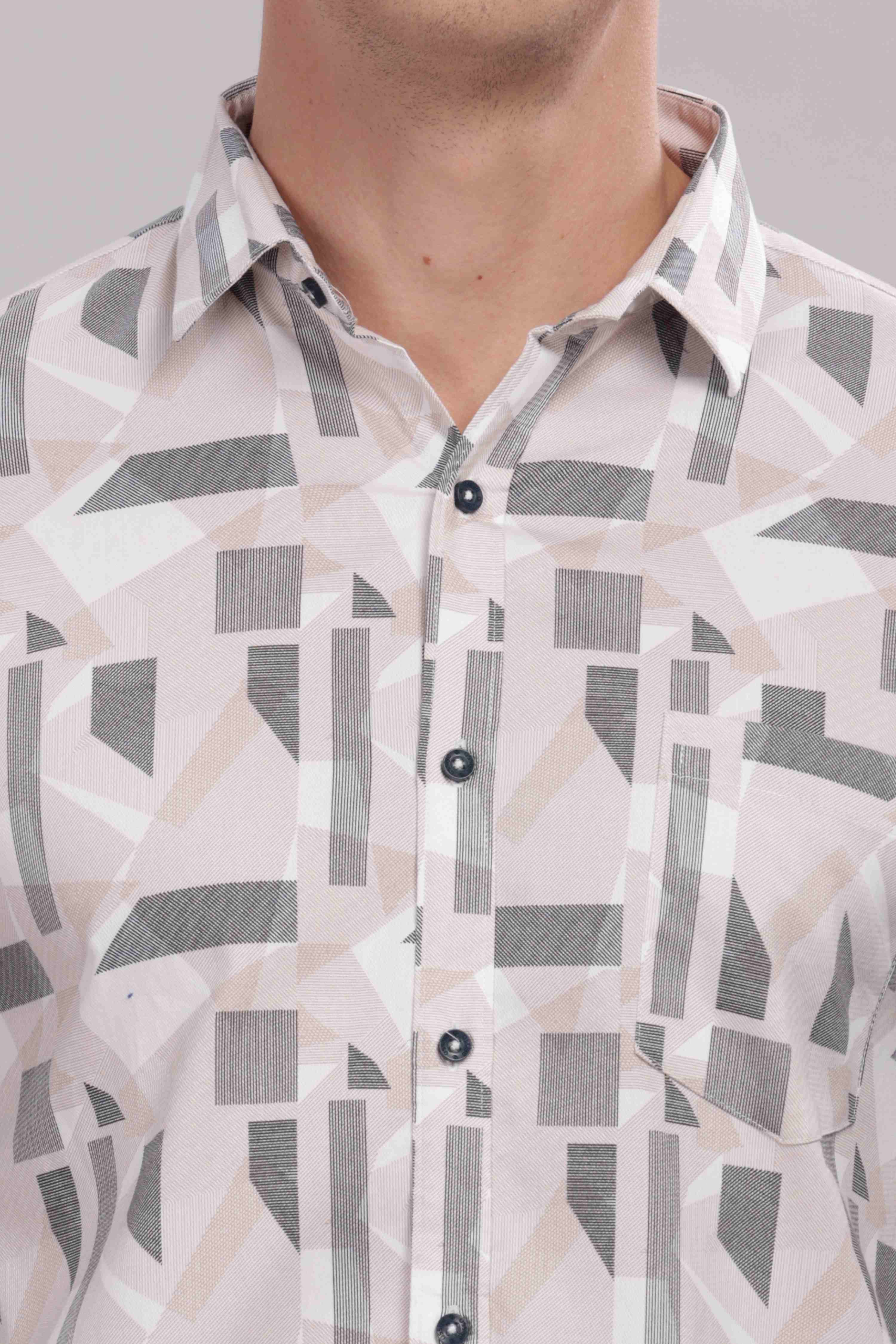 Monochrome Geometric Pattern Shirt