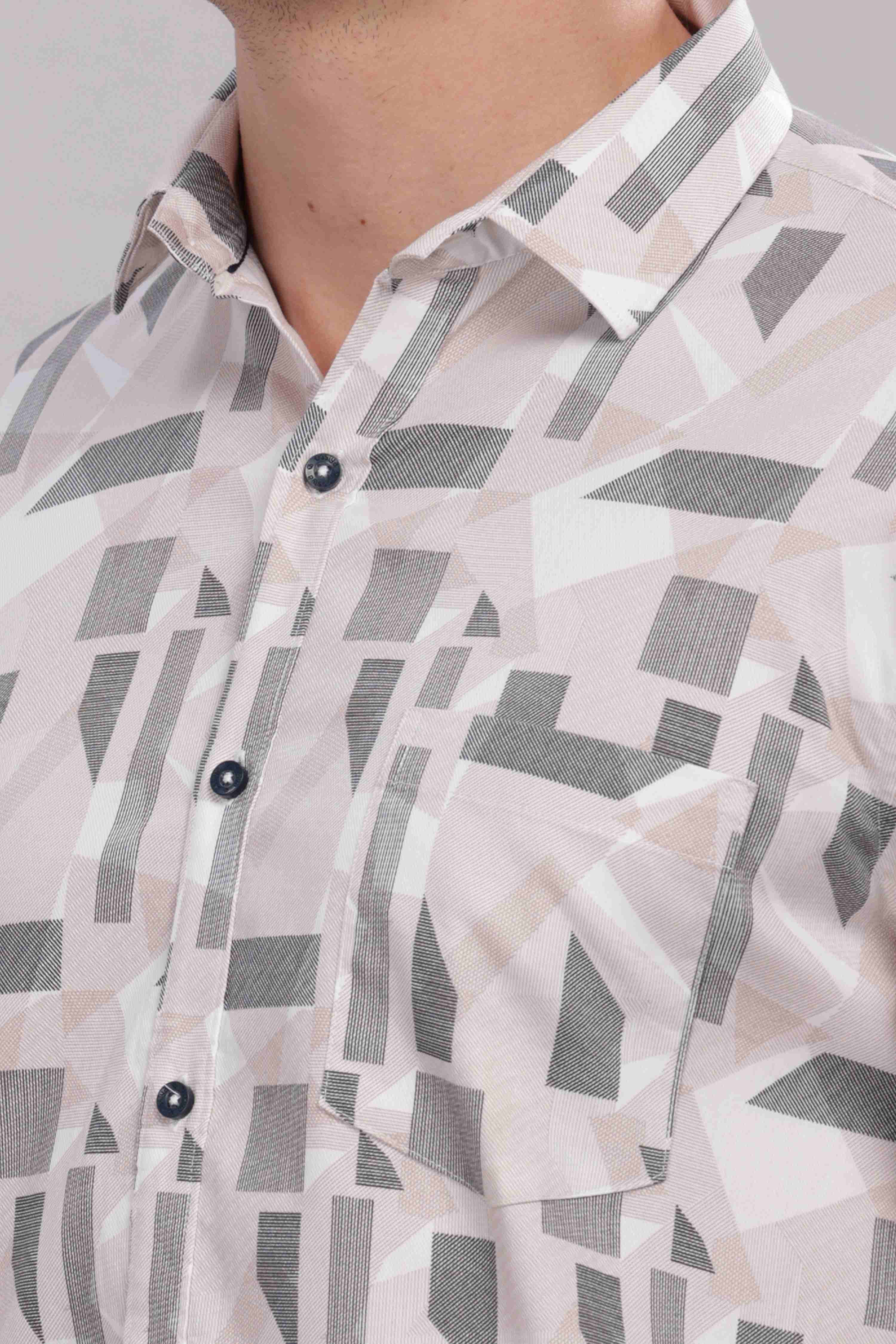 Monochrome Geometric Pattern Shirt