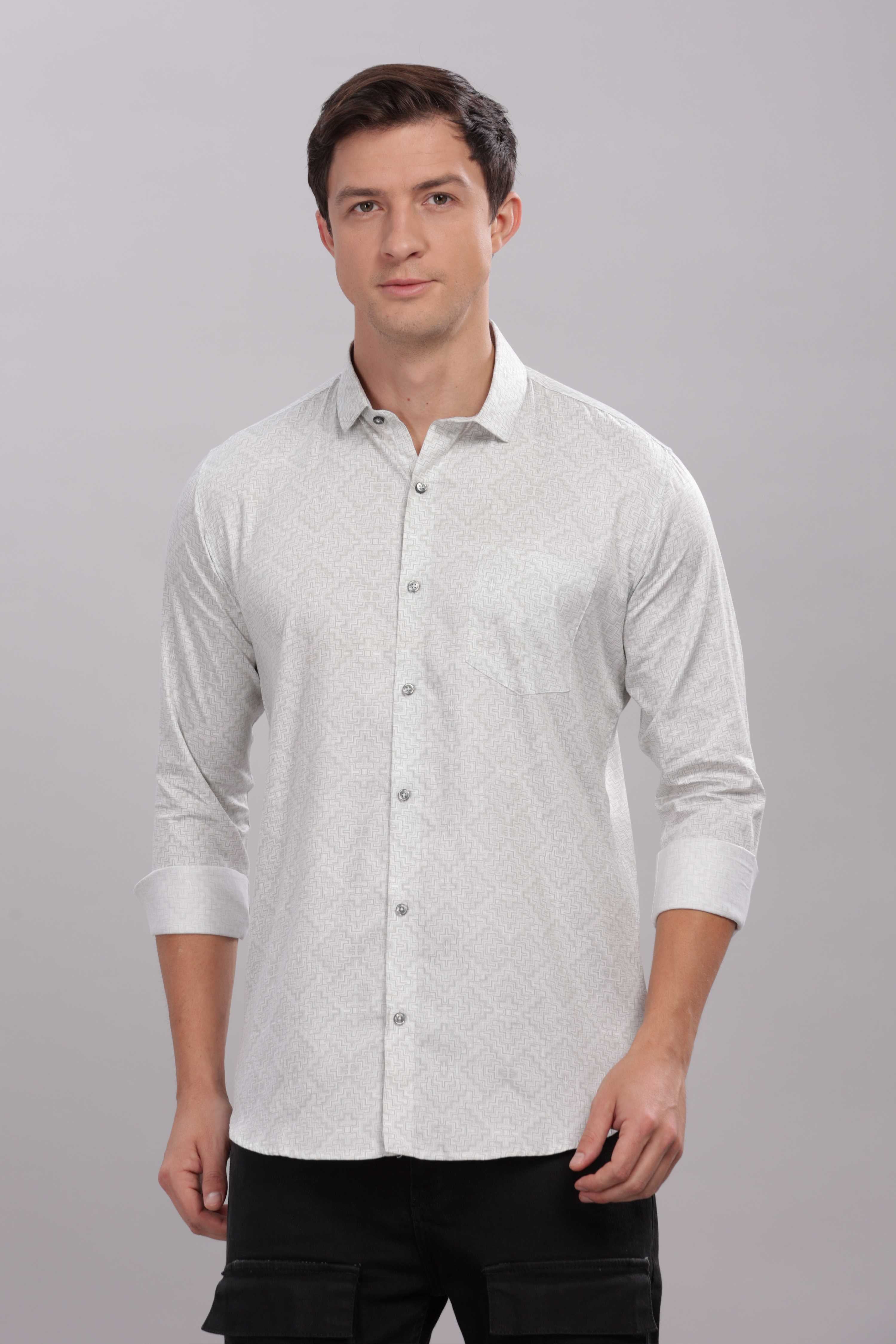 Waffle Printed White Shirt