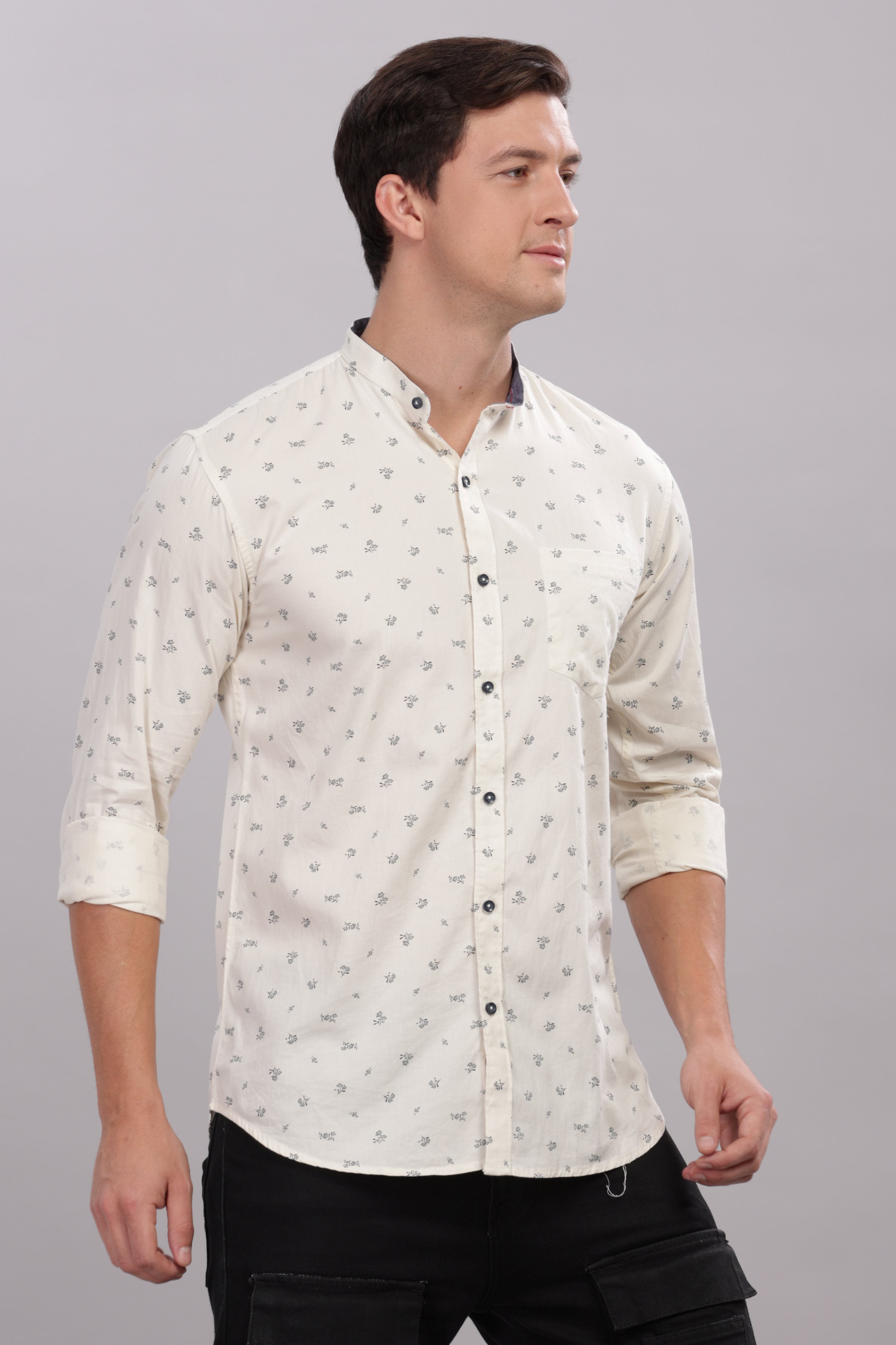 Micro Twin floral white printed shirt