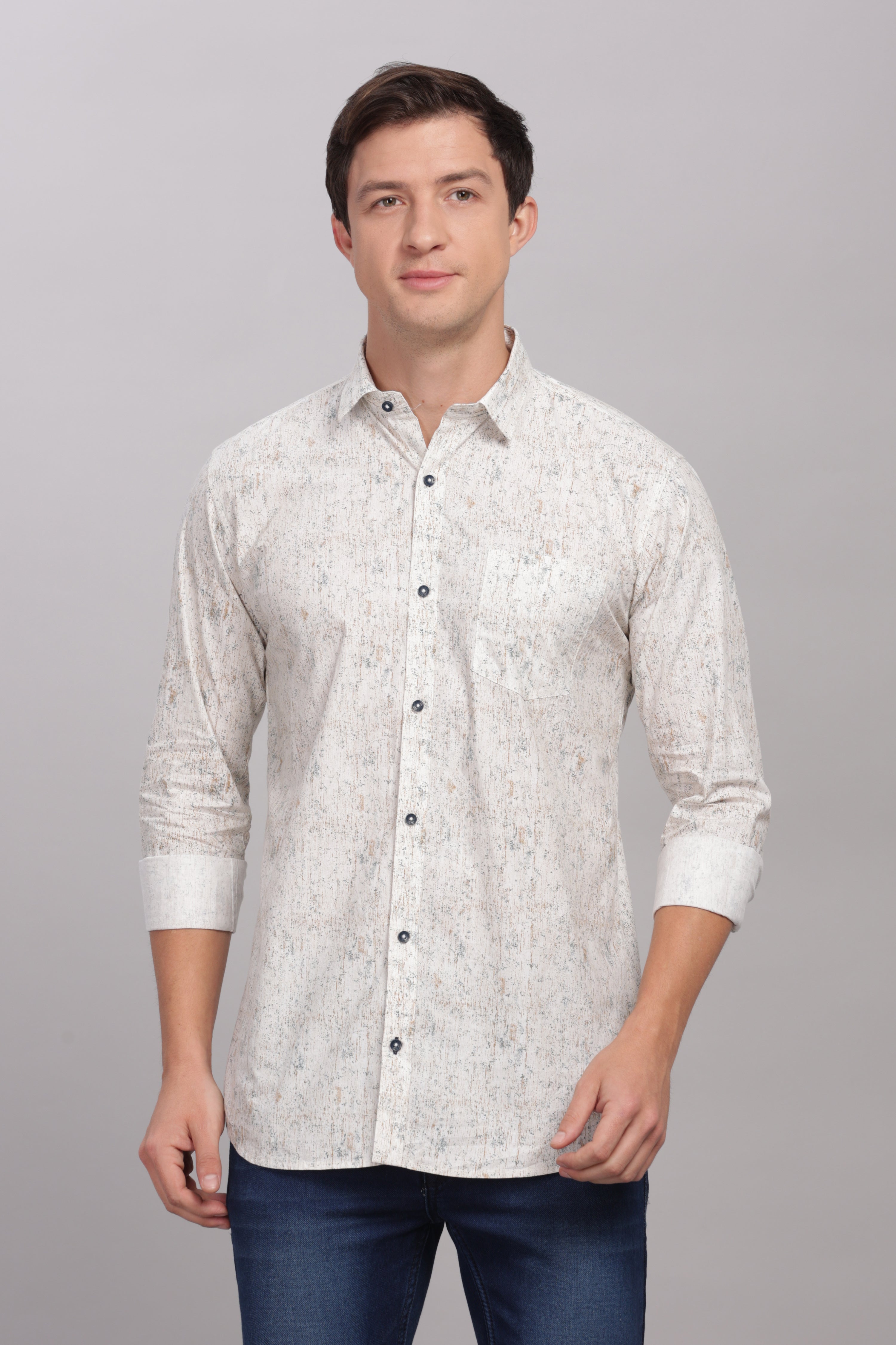 Abstract Marble Print Cream Shirt