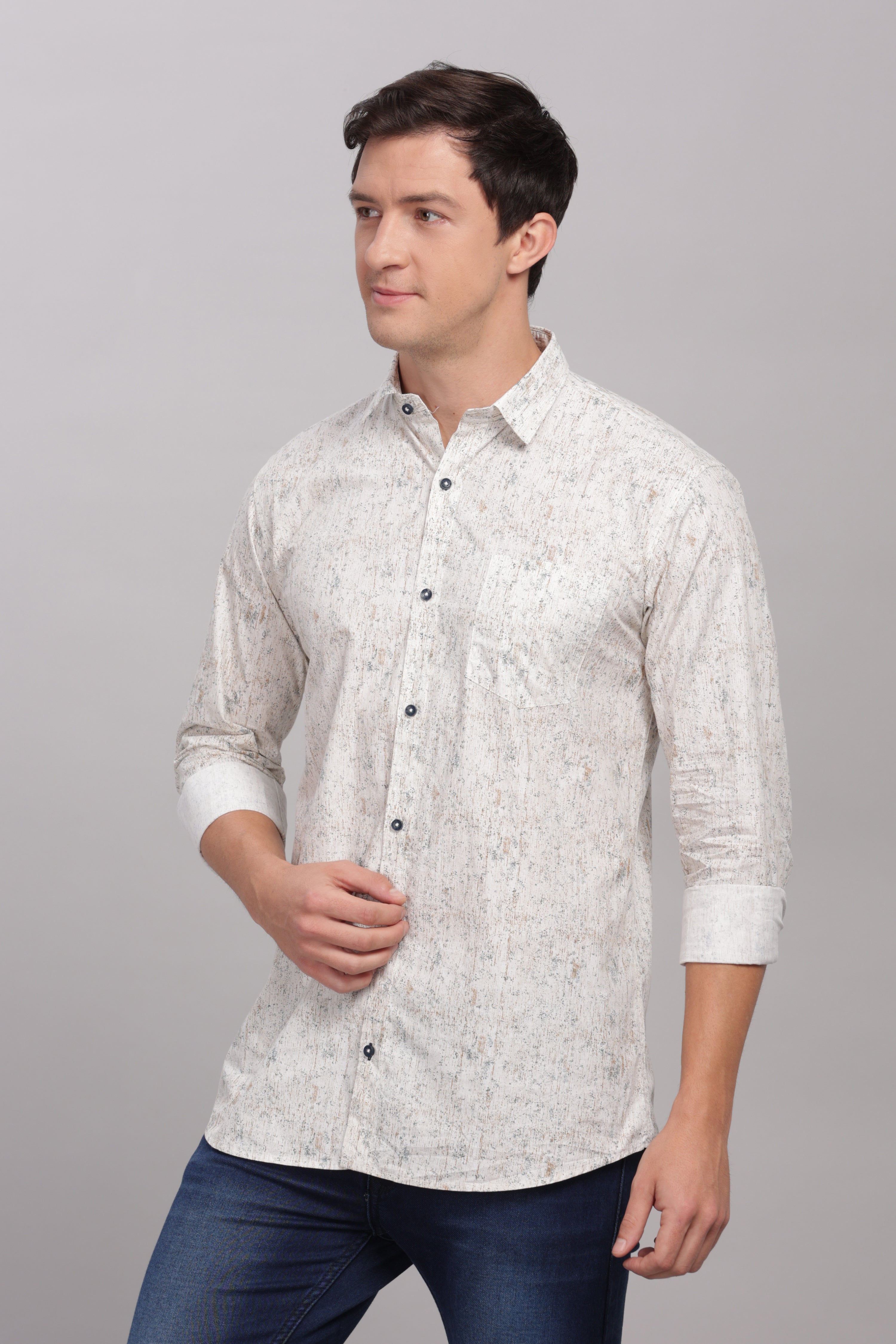 Abstract Marble Print Cream Shirt