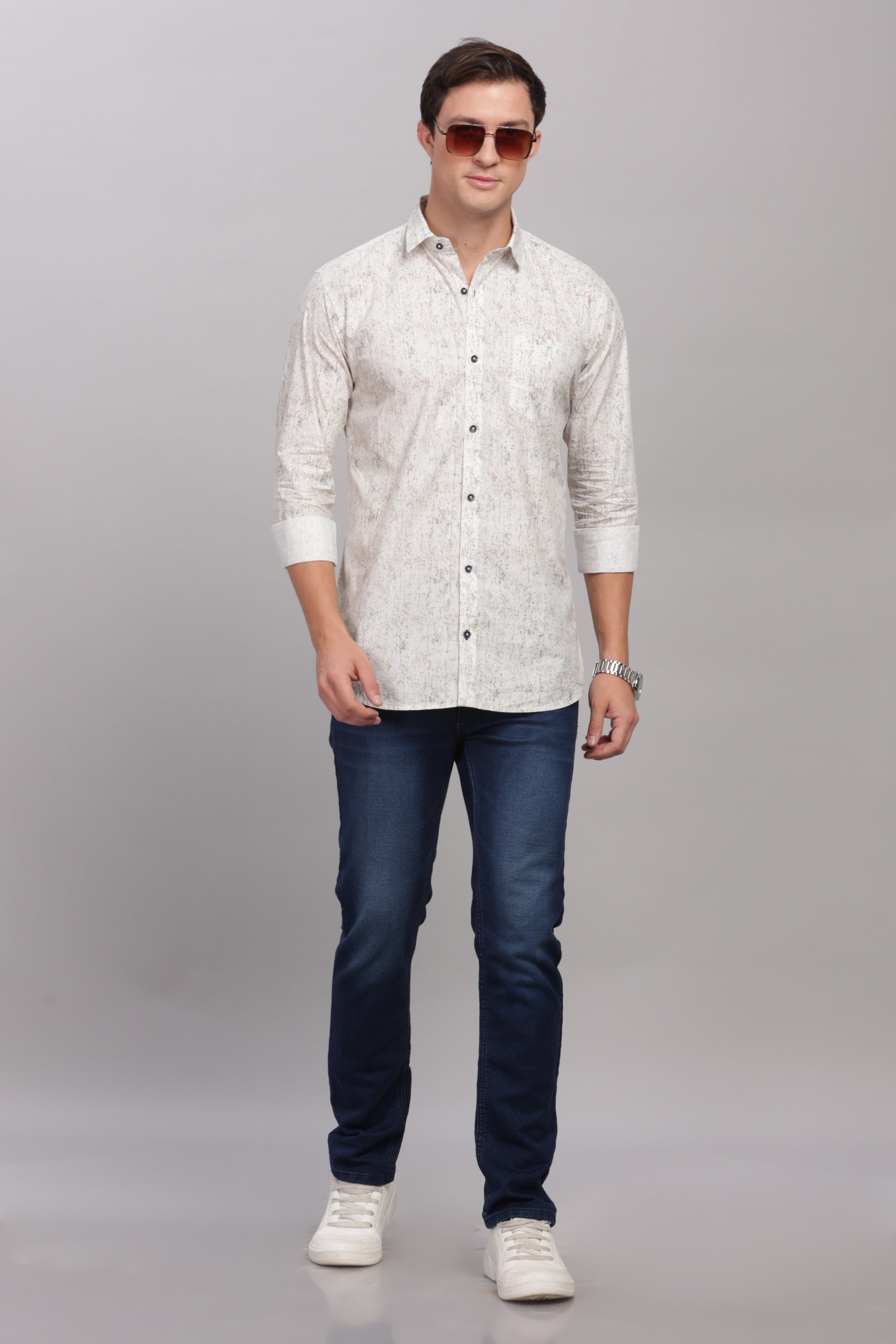 Abstract Marble Print Cream Shirt