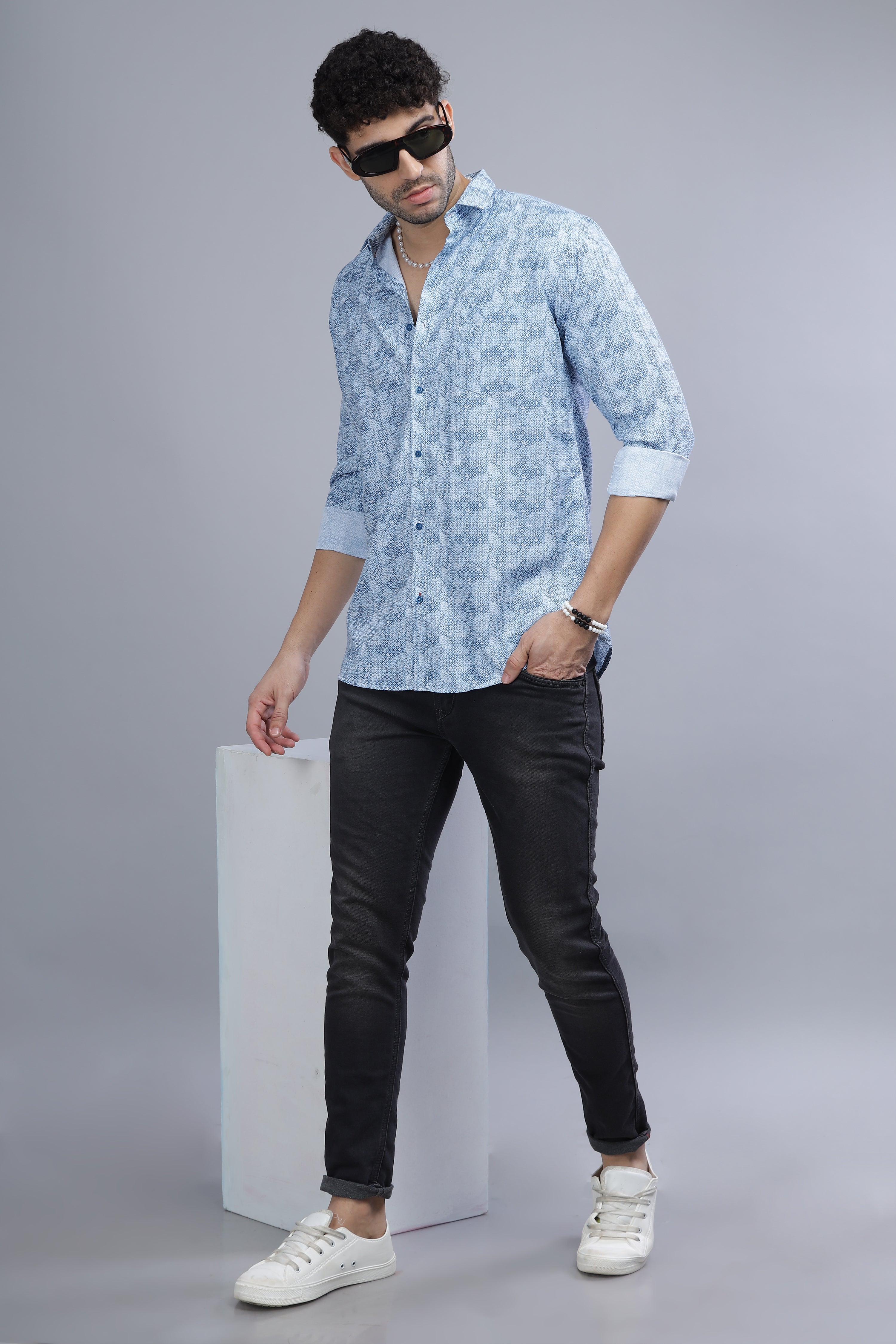 Blue Designer Printed Shirt