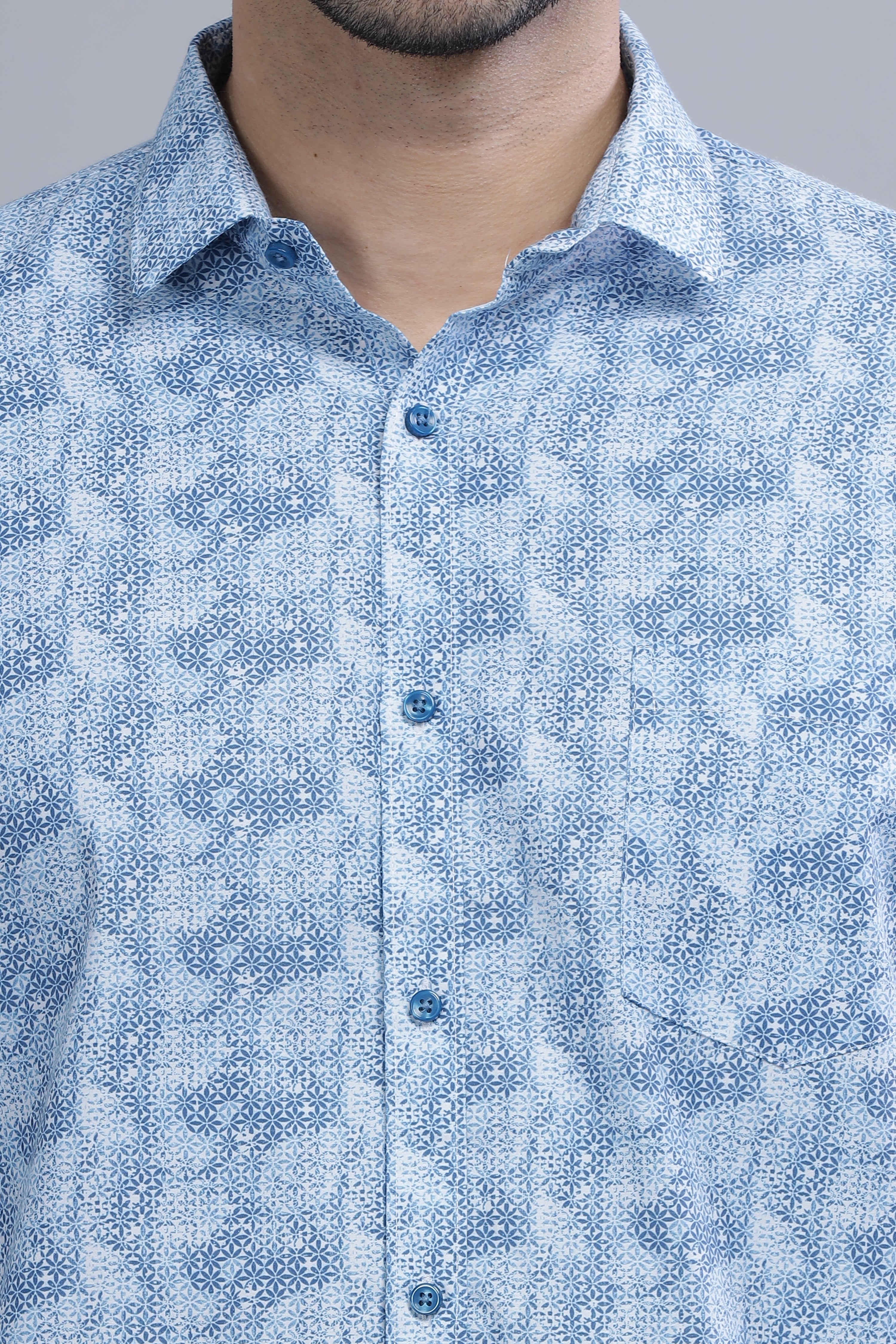 Blue Designer Printed Shirt