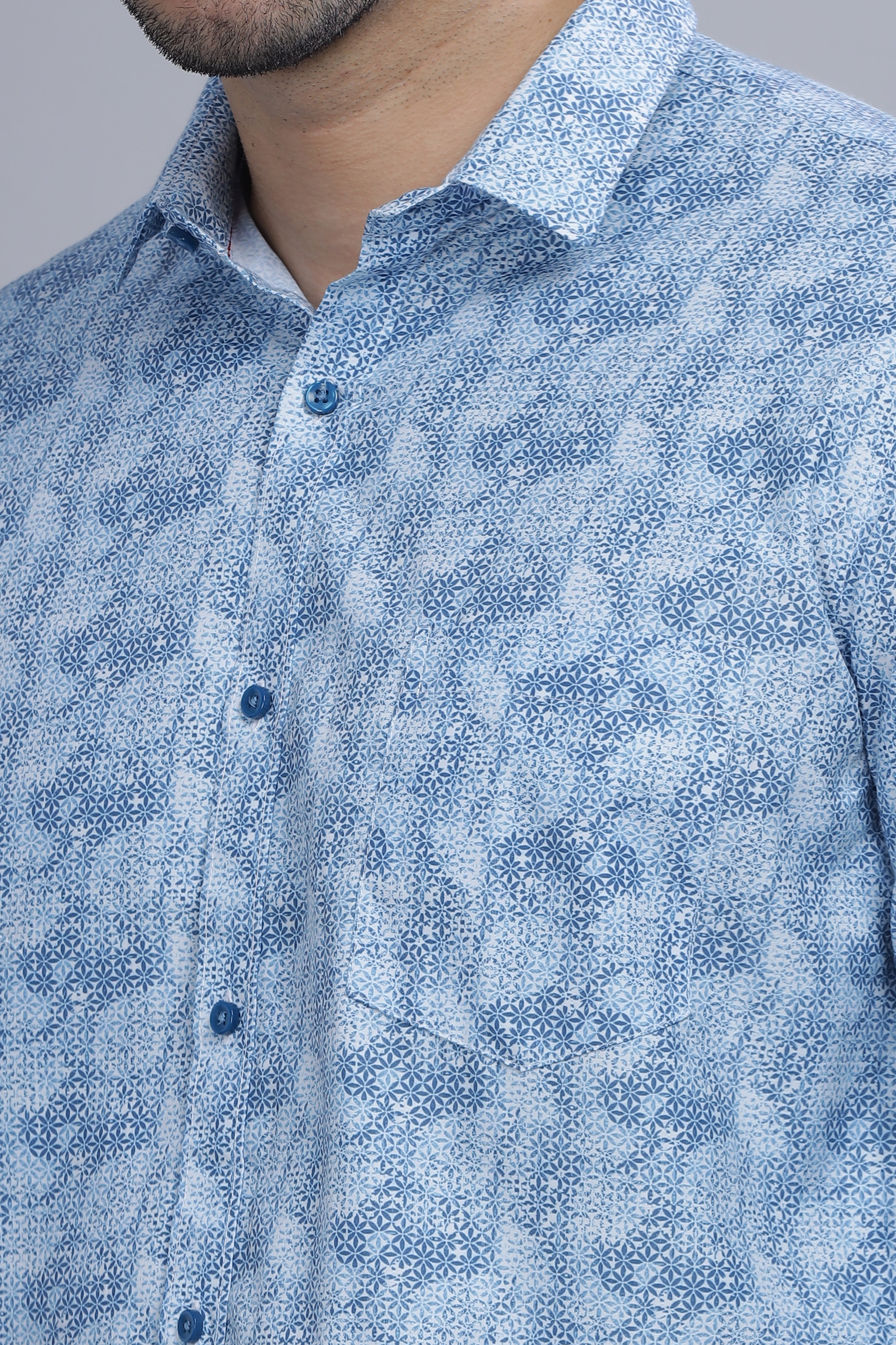 Blue Designer Printed Shirt