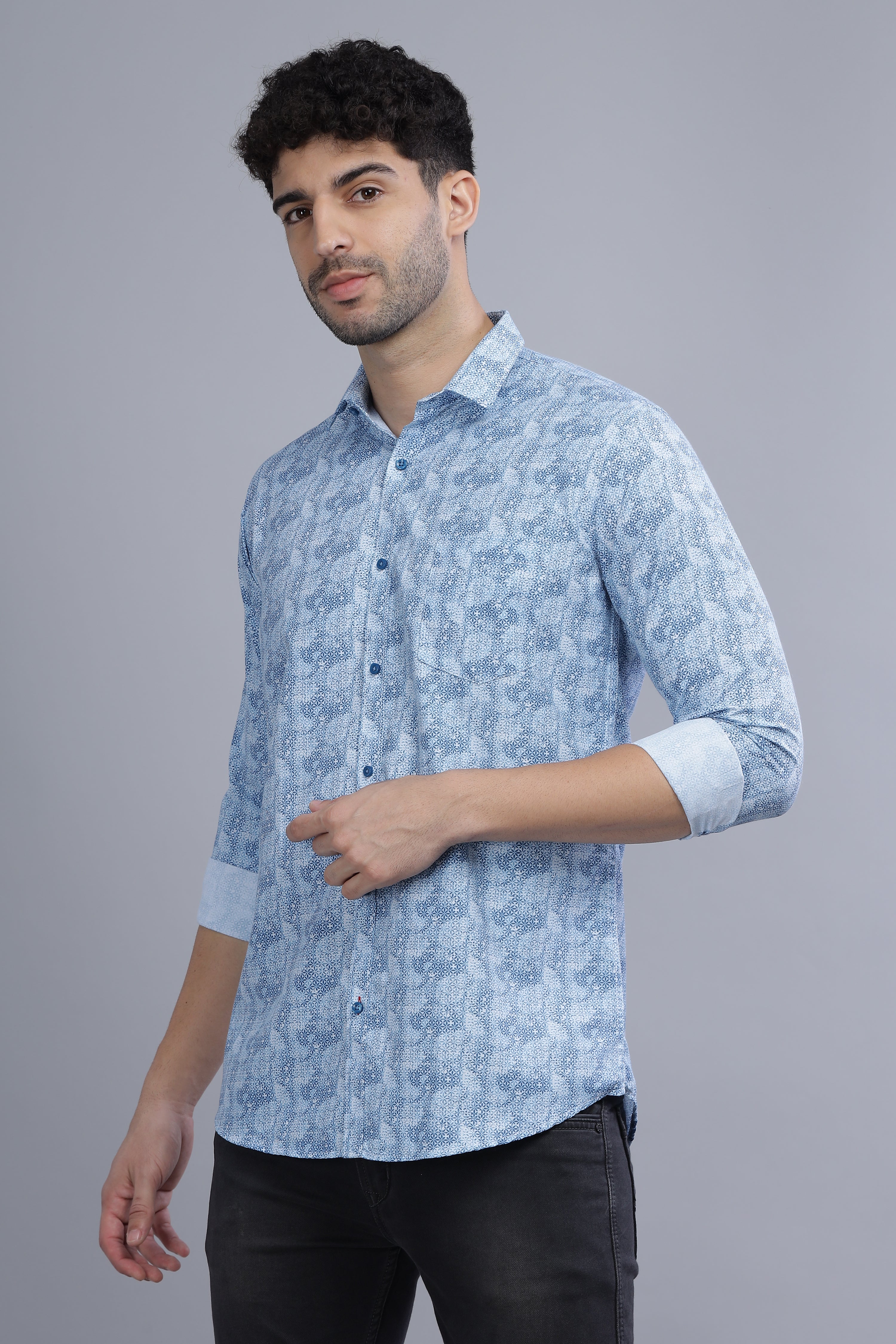 Blue Designer Printed Shirt