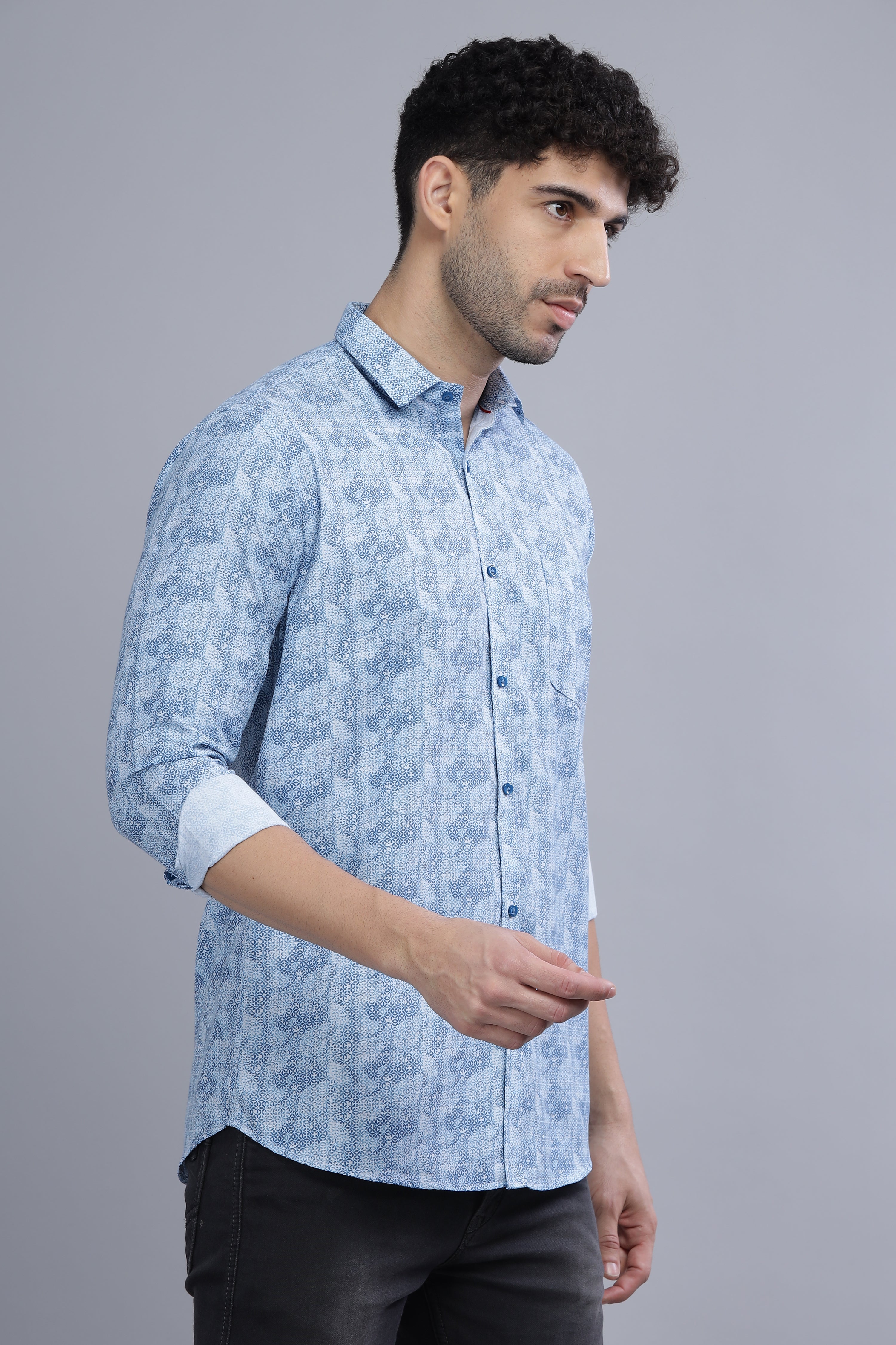 Blue Designer Printed Shirt