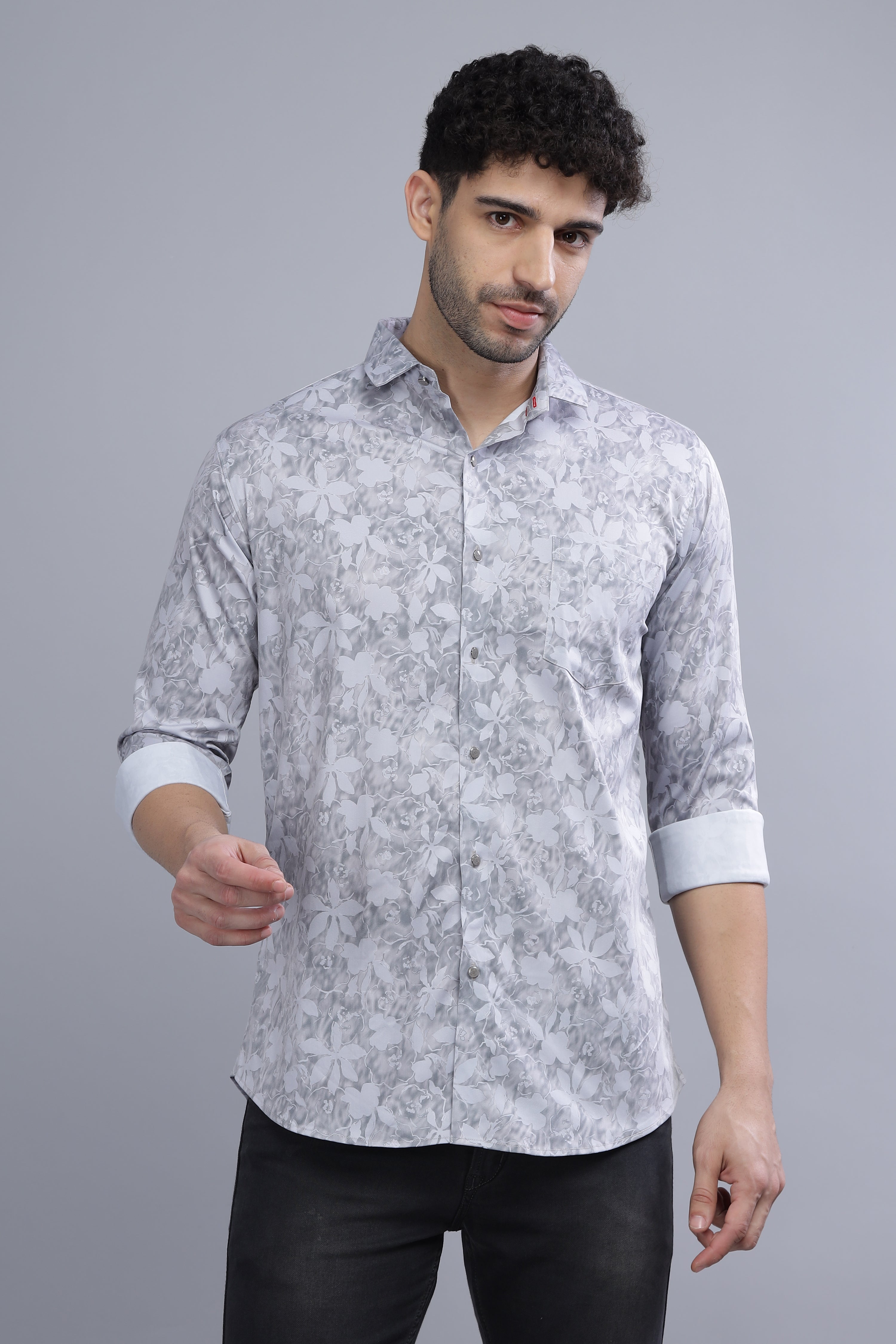 Flower Leaf Grey Shirt