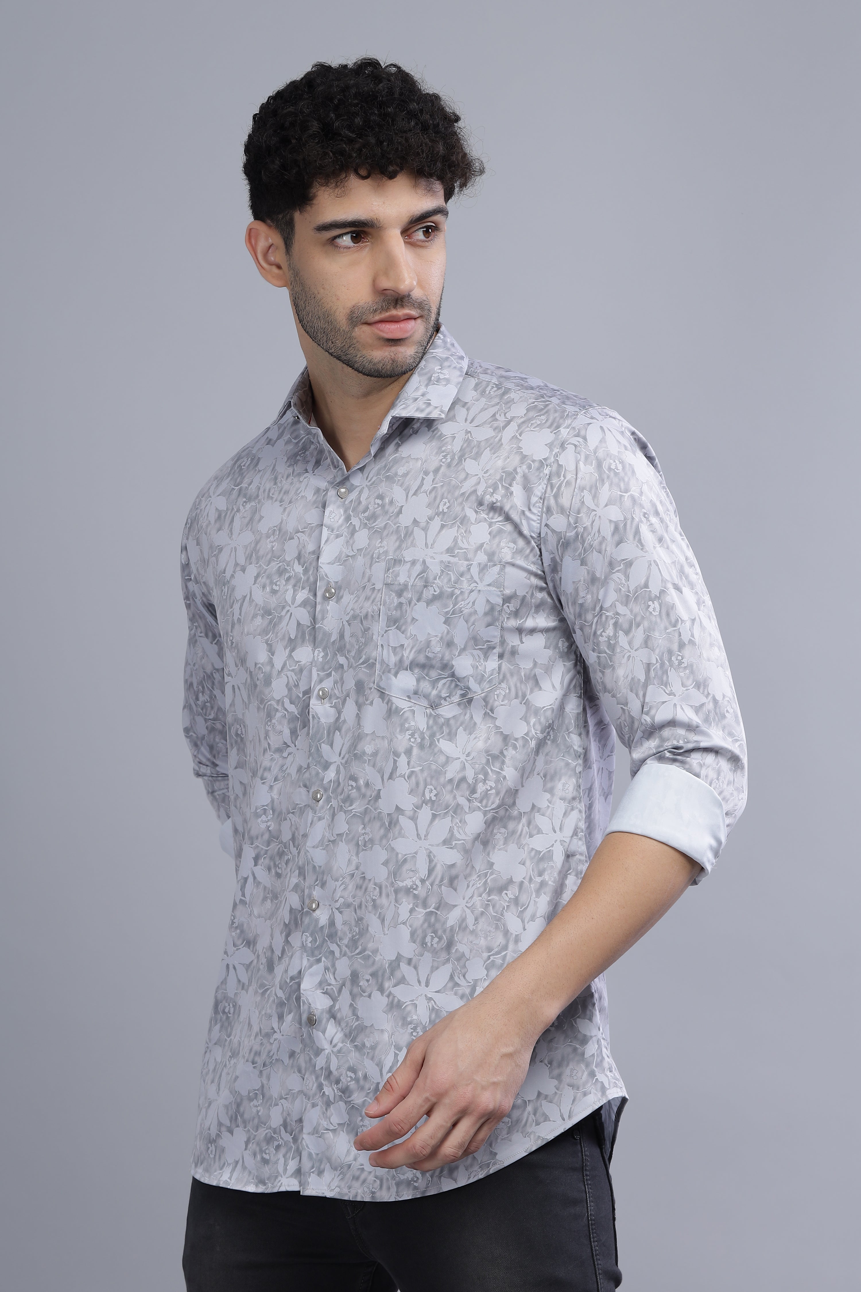 Flower Leaf Grey Shirt