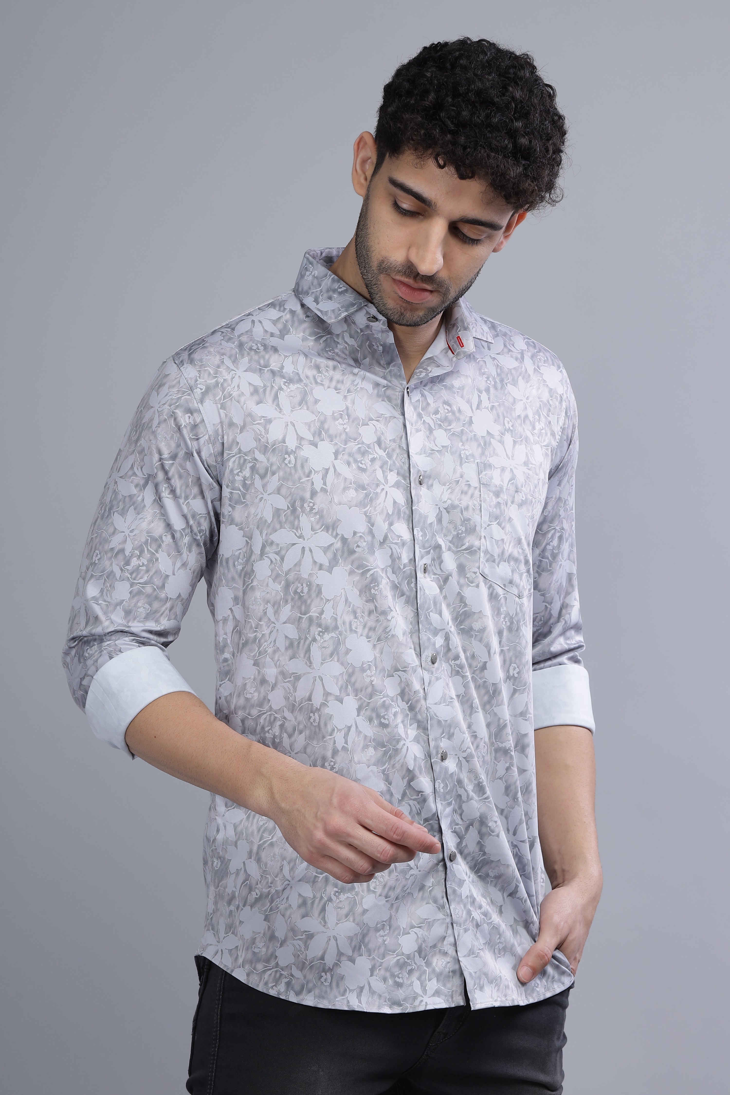 Flower Leaf Grey Shirt