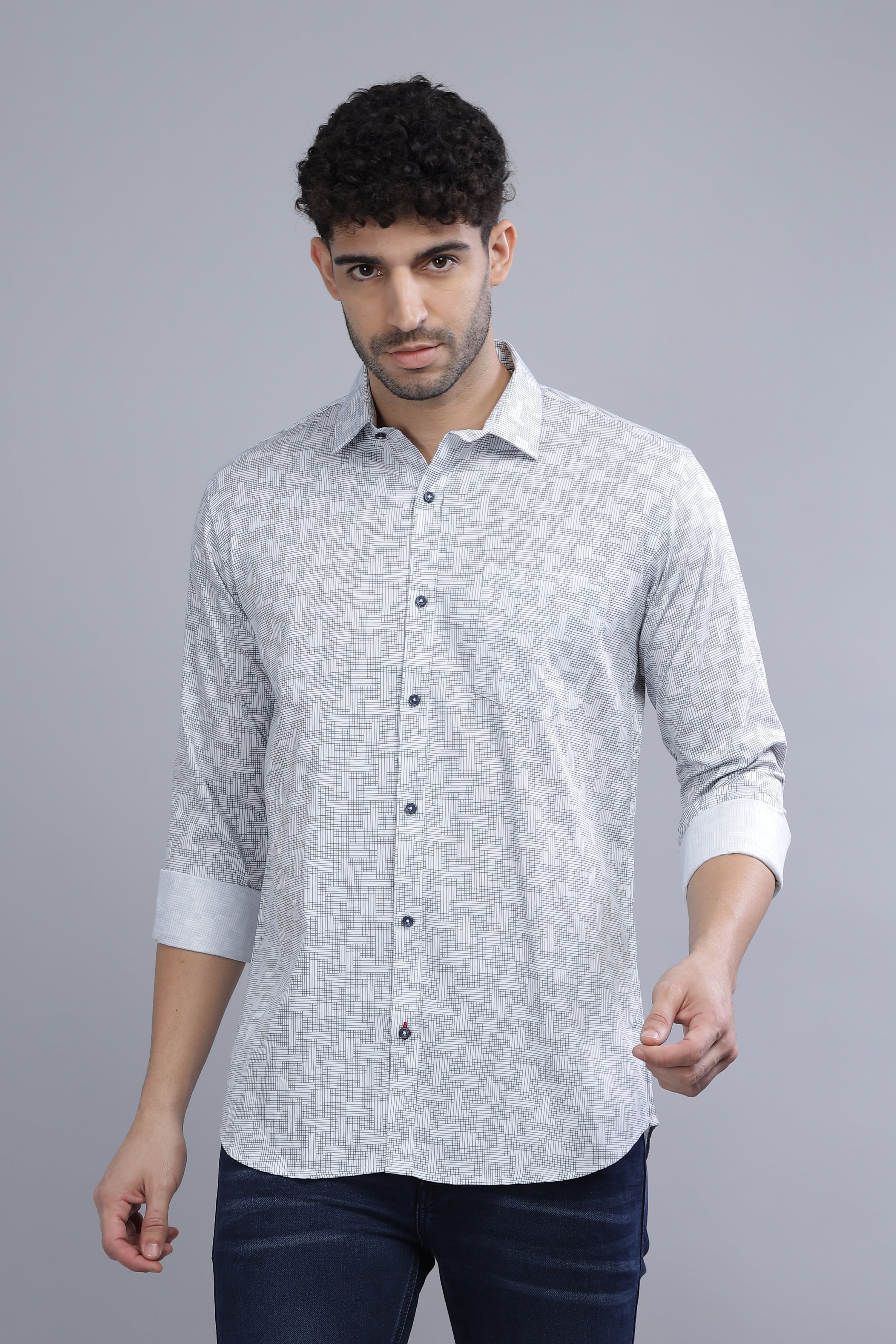 Cotton White Printed Shirt