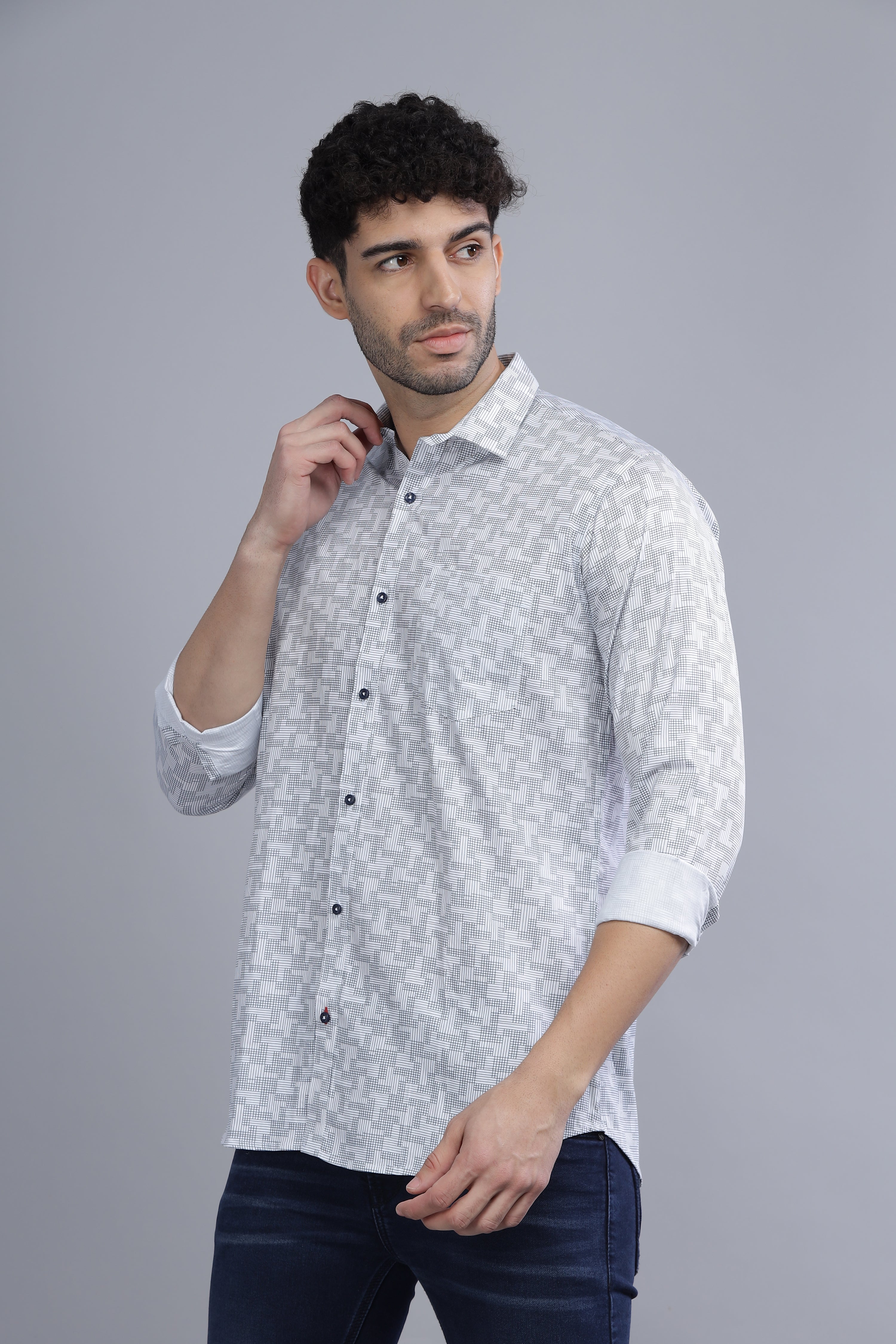 Cotton White Printed Shirt