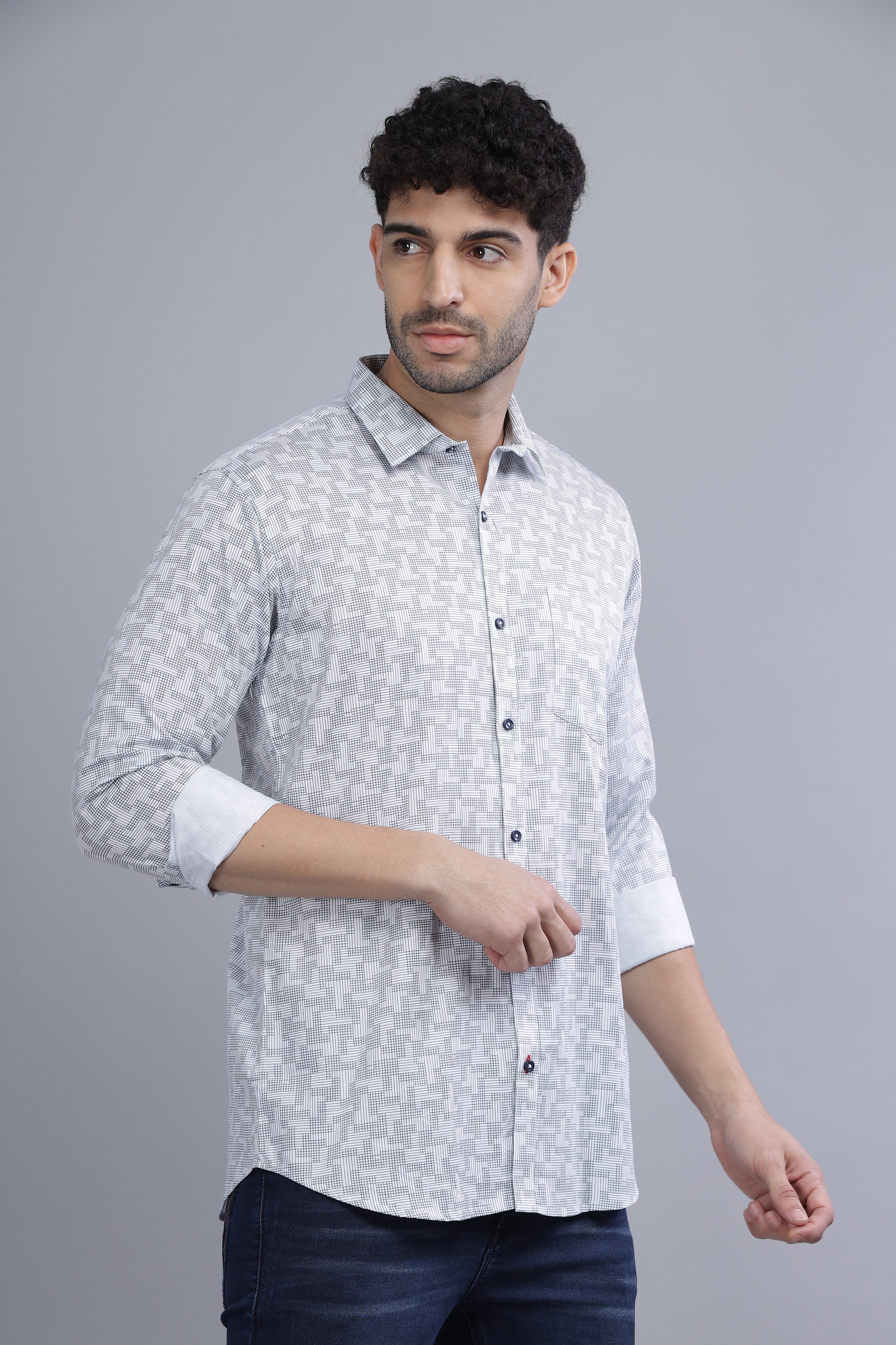 Cotton White Printed Shirt