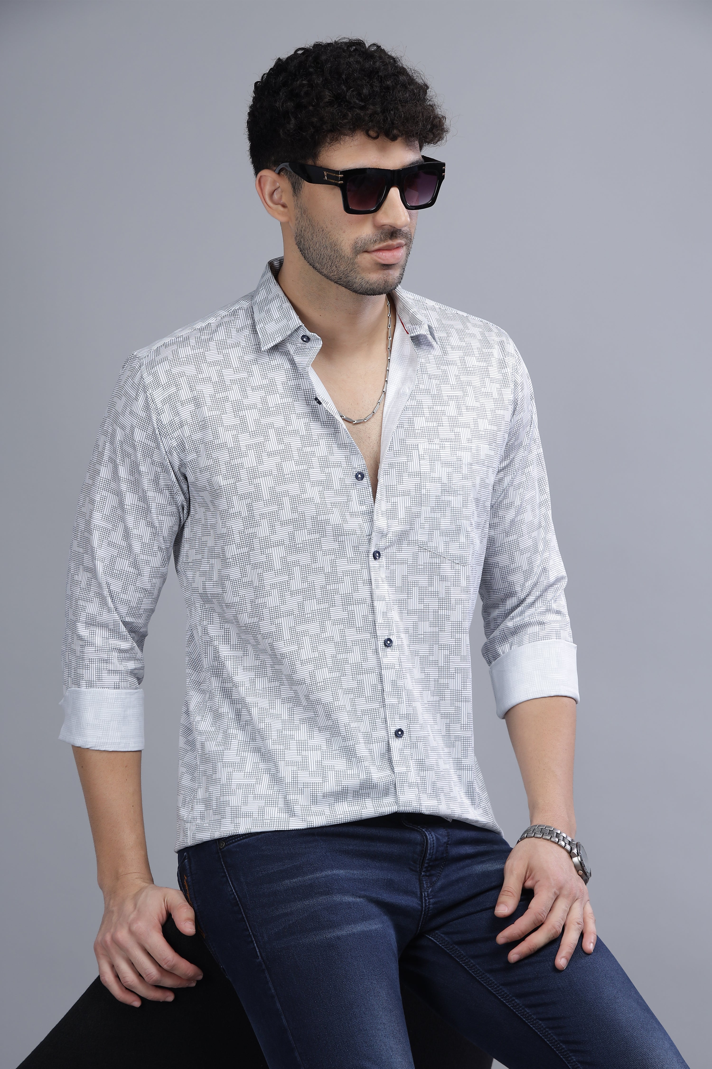 Cotton White Printed Shirt