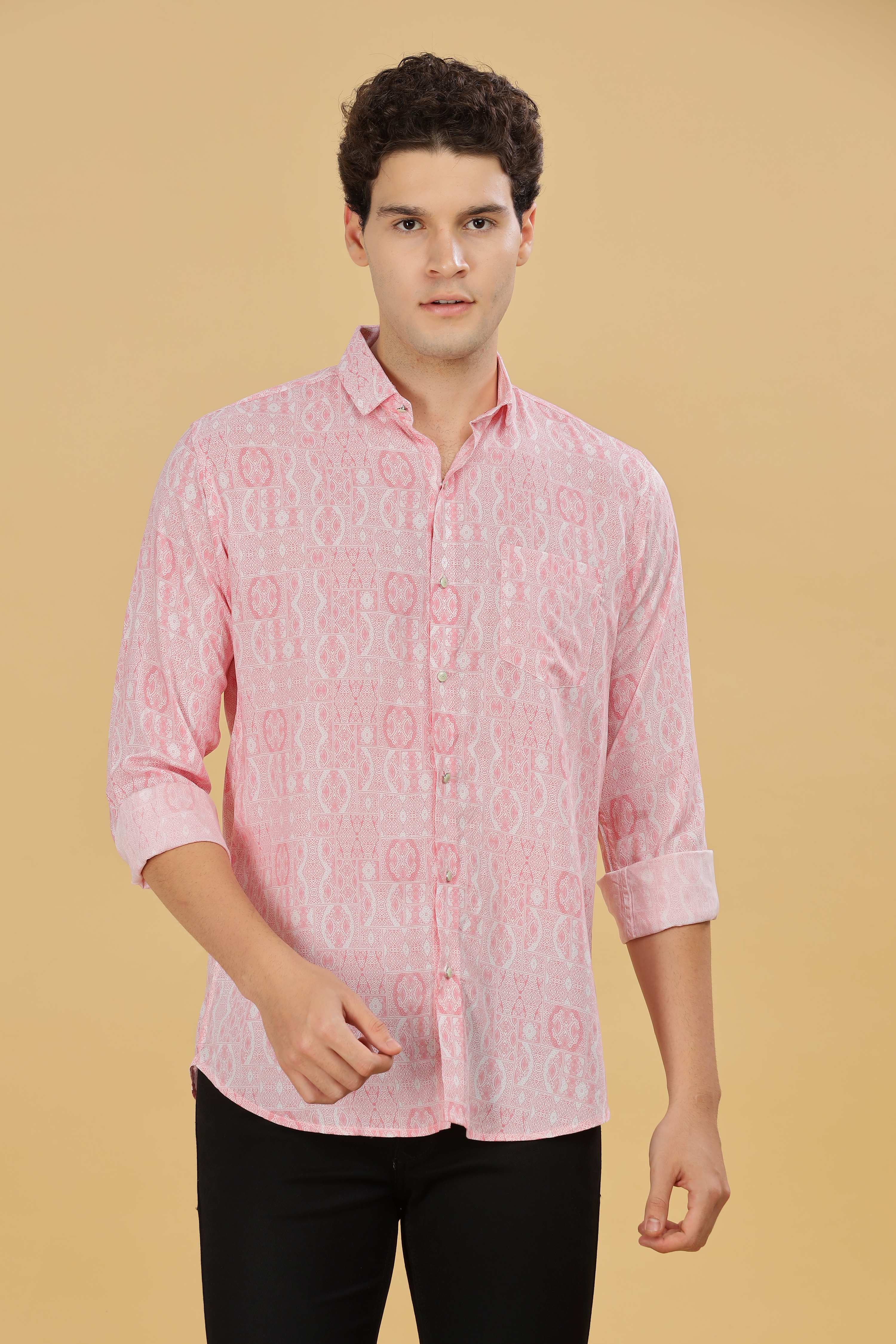 Pink Designer Printed Shirt